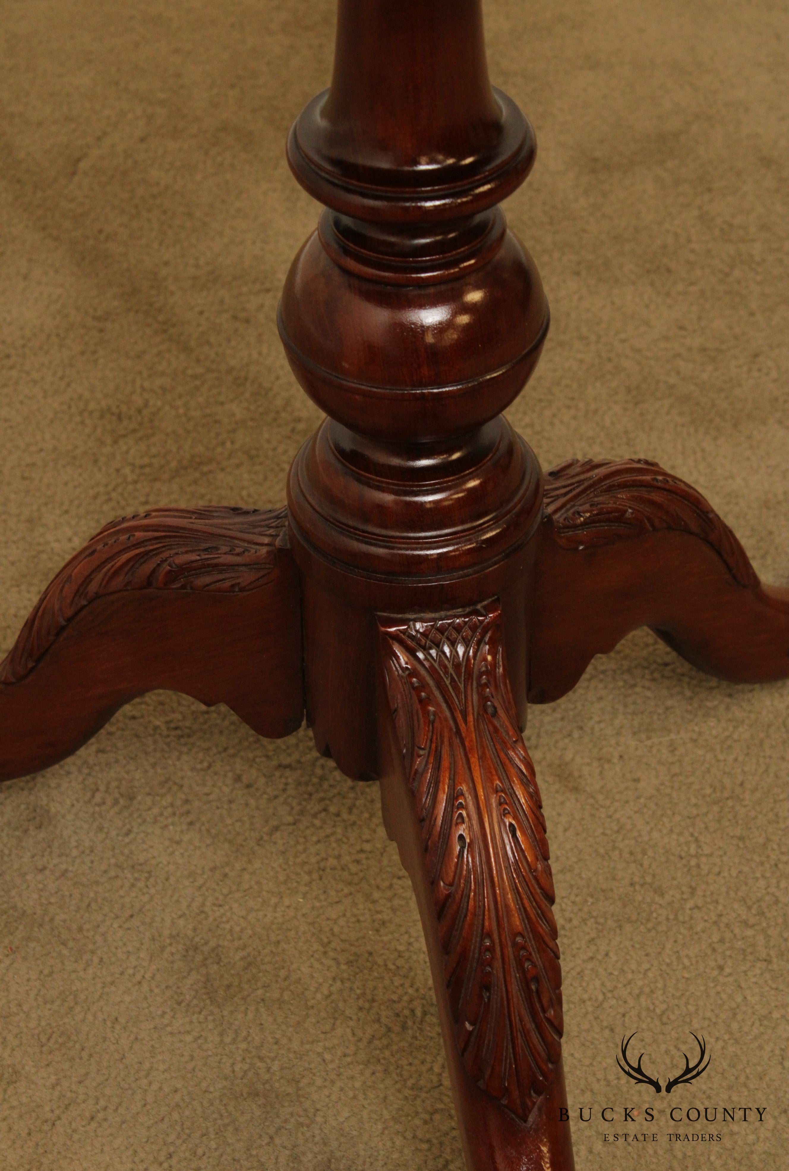 Chippendale Style Custom Mahogany Ball & Claw Tilt Top Pie Crust Table