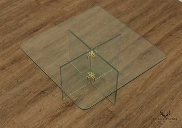 Leon Rosen for Pace Modern Glass Brass Coffee Table