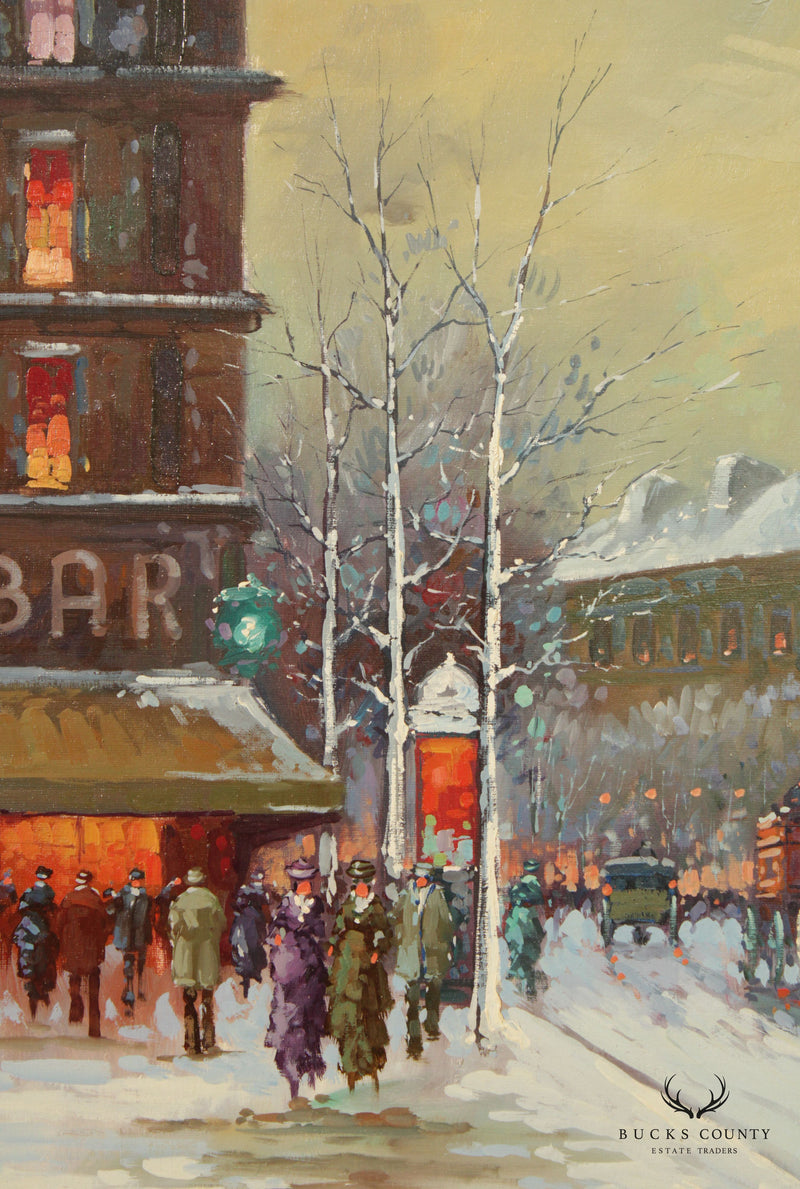 Vintage 20th C. Impressionist Style Paris Original Painted, Signed Bouget