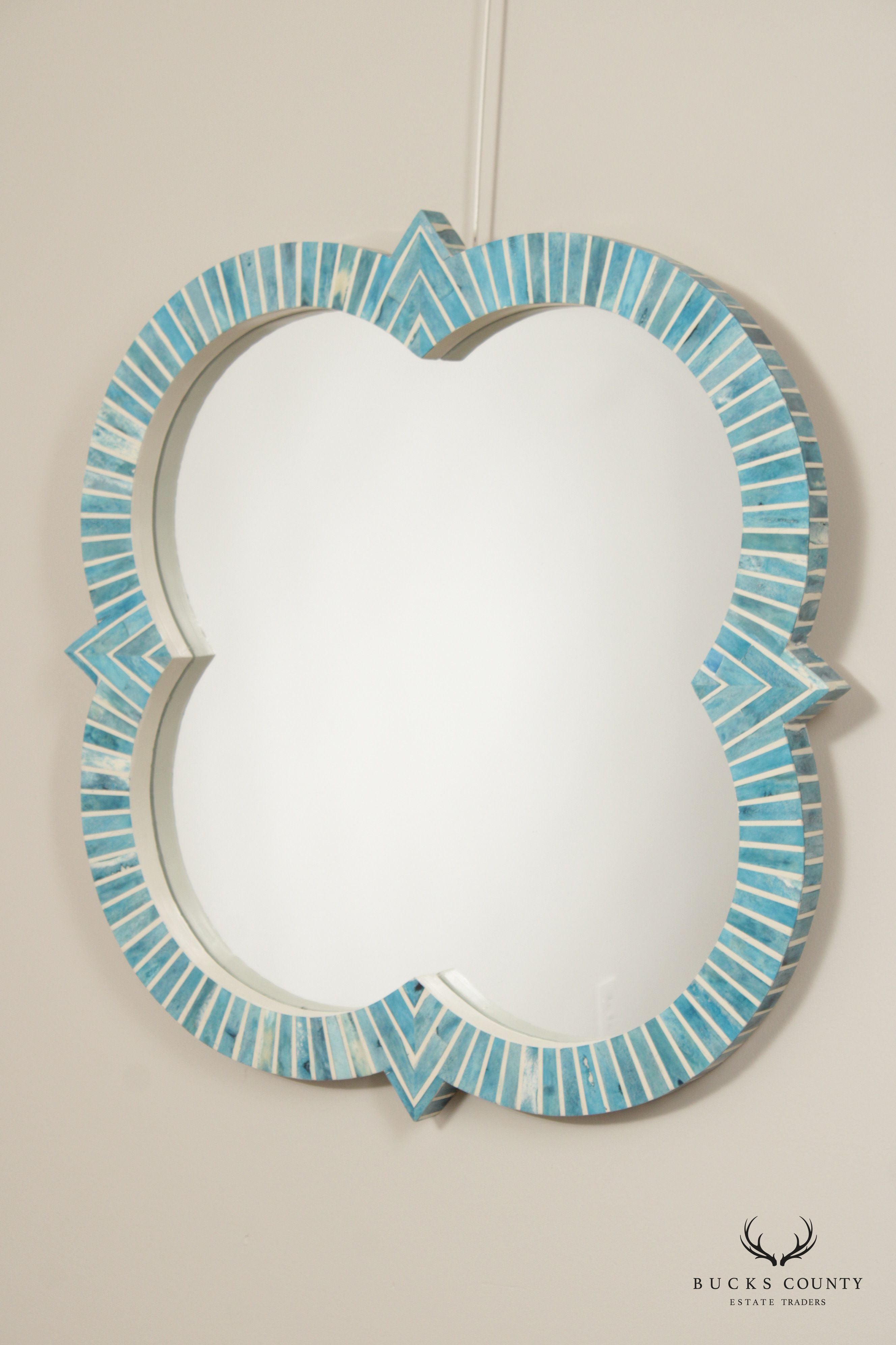 Santorini Style Faux Bone Inlaid Quatrefoil Mirror