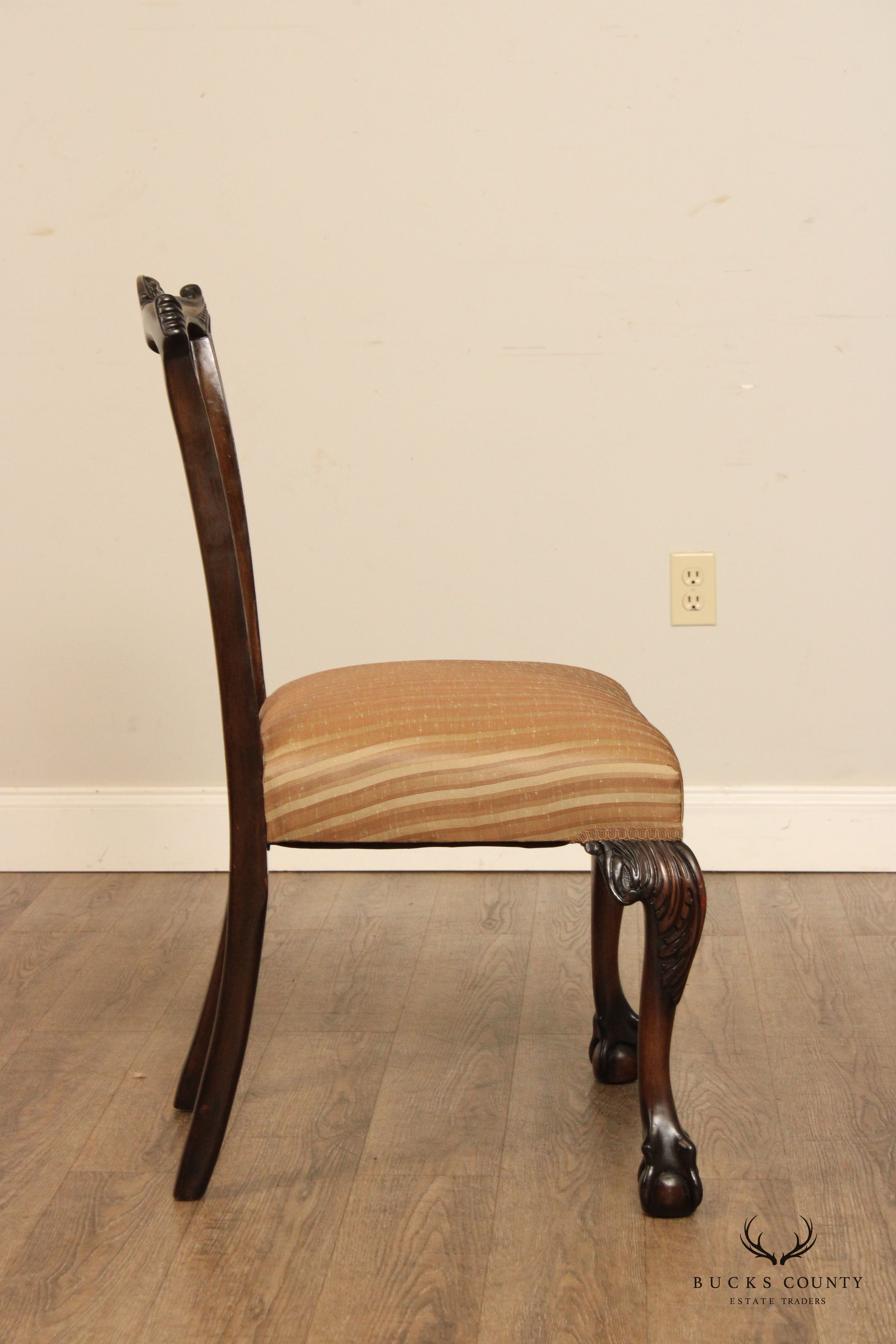 Chippendale Style Set Eight Mahogany Carved Ball and Claw Dining Chairs