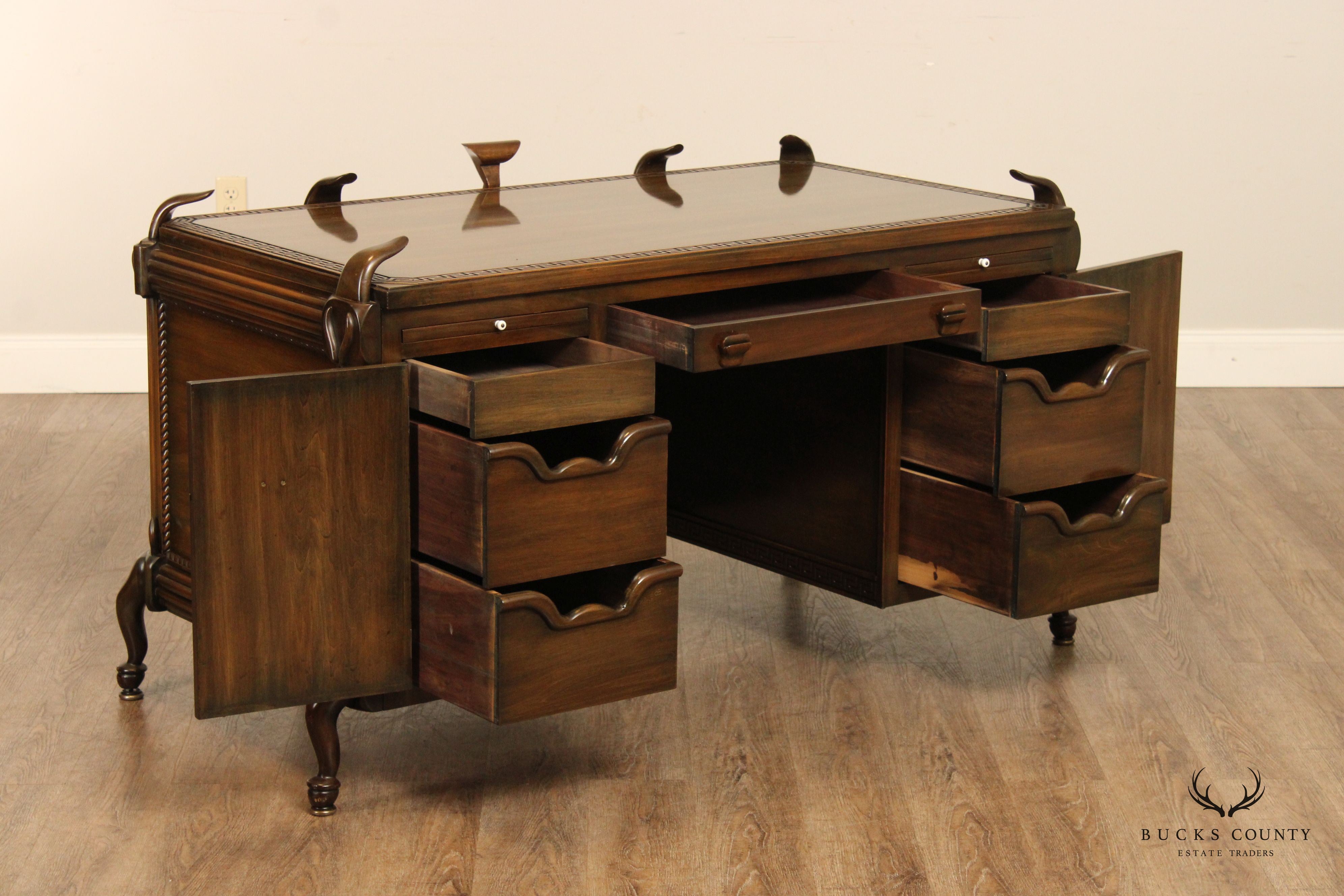 1930' Unusual Custom Sculpted Wood Executive Writing Desk