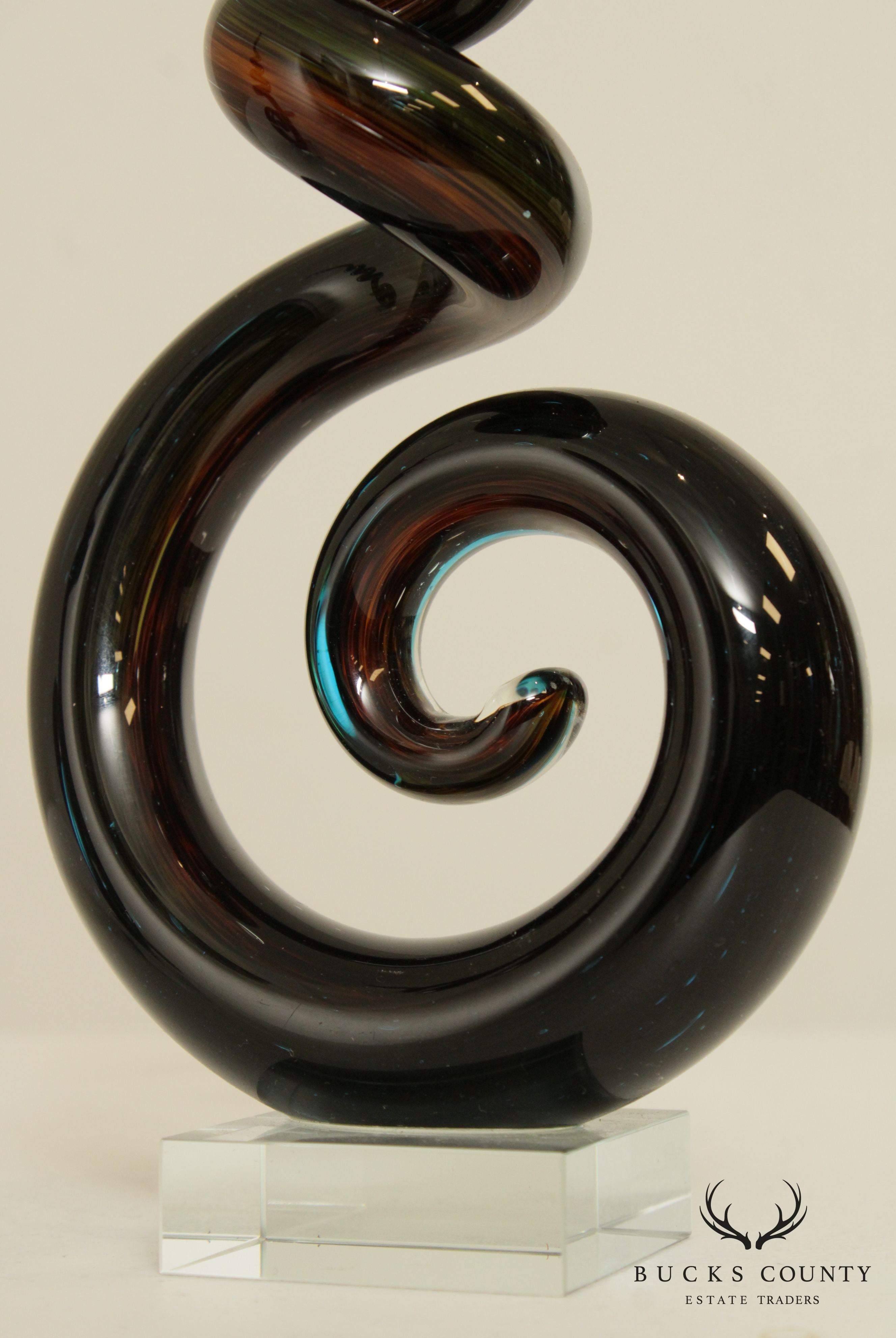 Quality Pair Murano Art Glass Spiral Sculptures