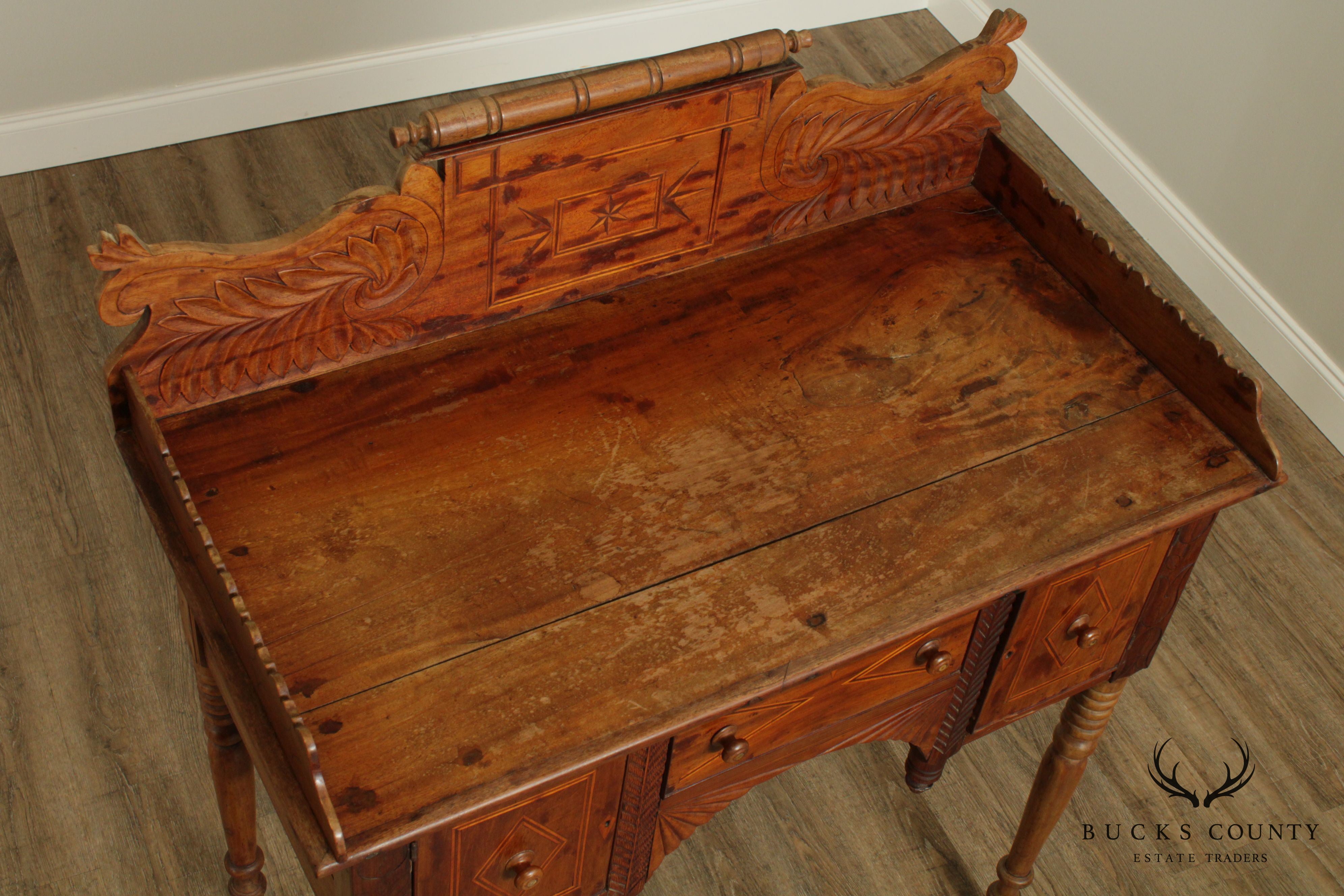 Caribbean or West Indies Antique Mahogany Inlaid Server