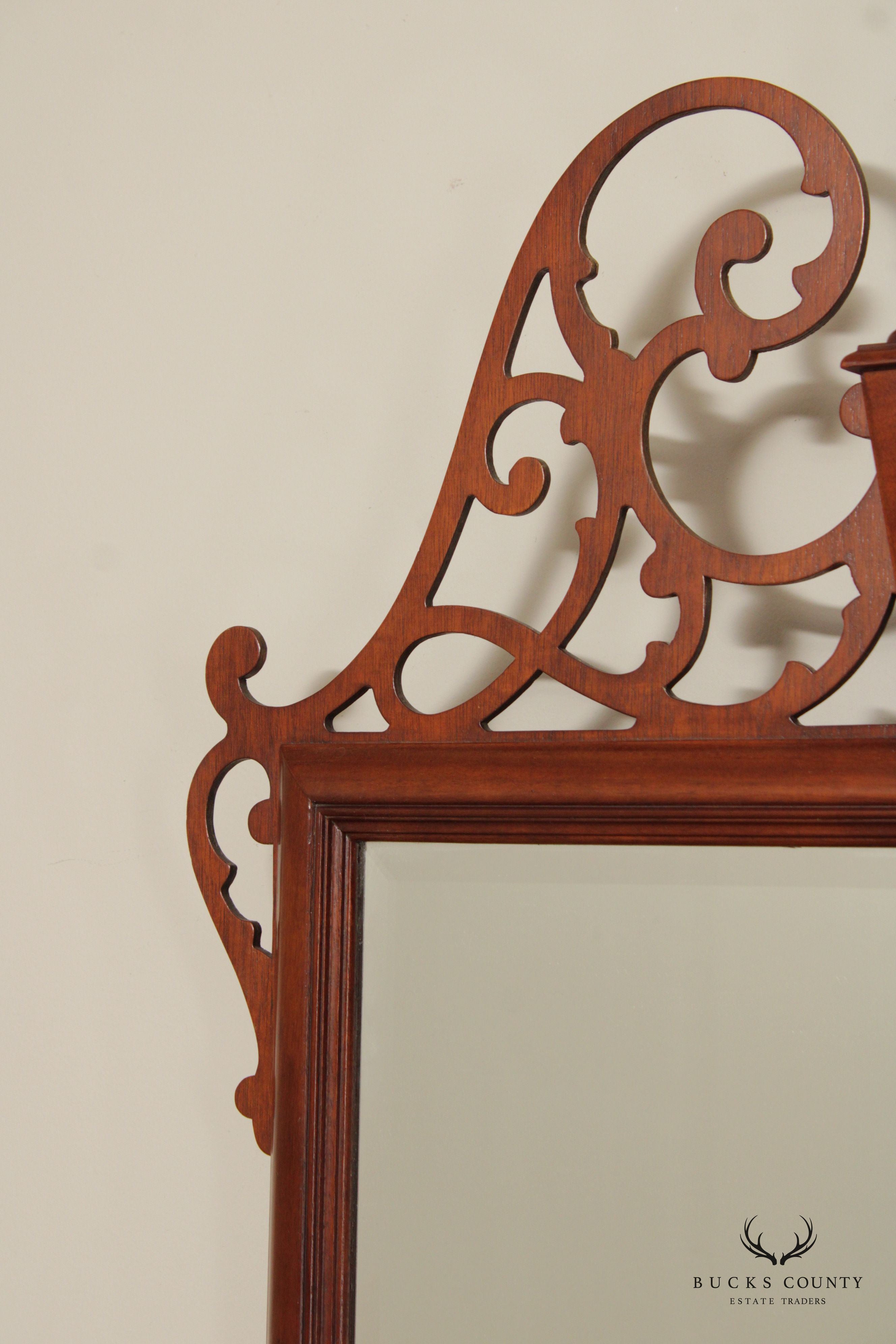 Federal Style Carved Mahogany Fretwork Wall Mirror