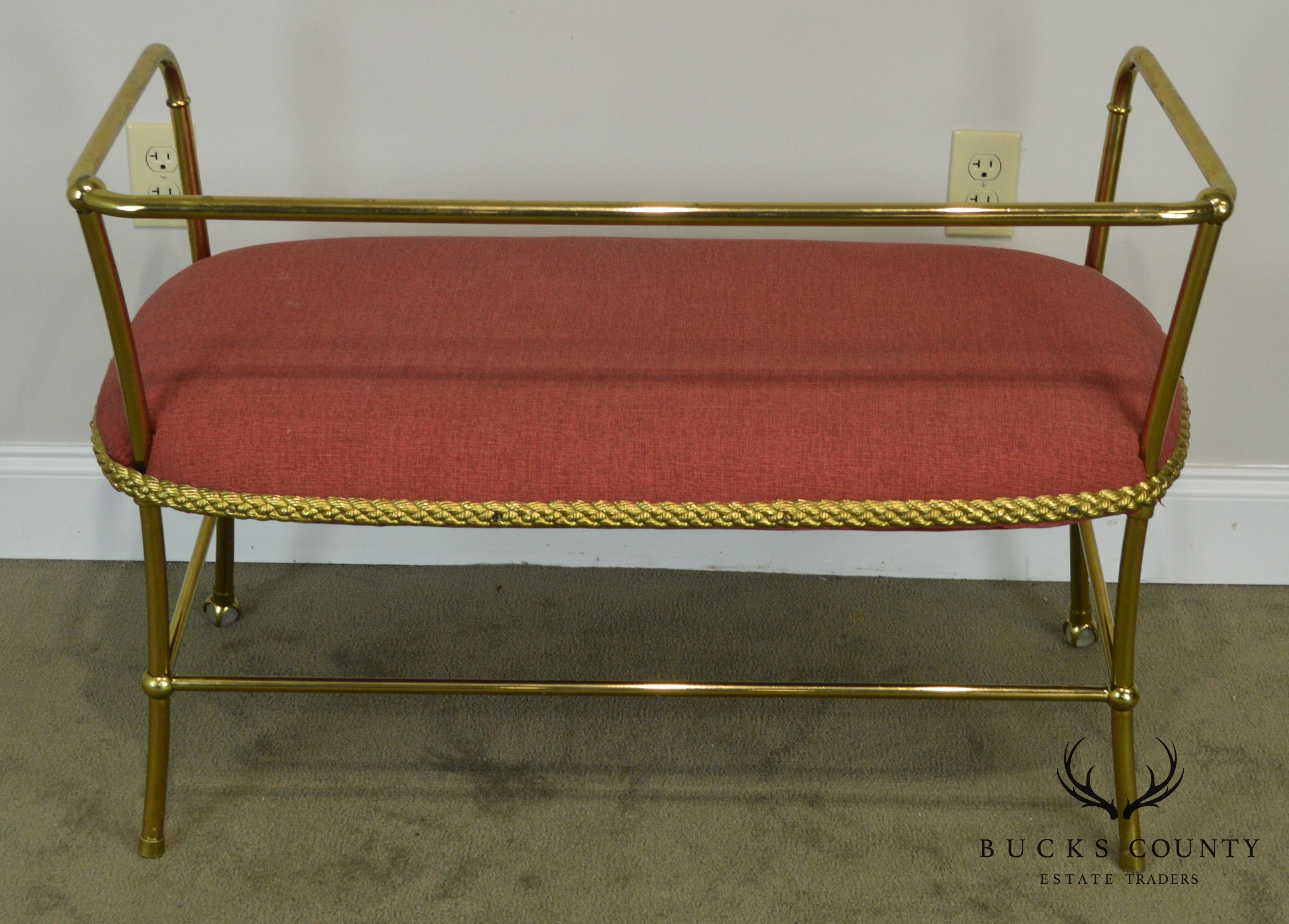 Hollywood Regency Vintage Italian Brass Settee