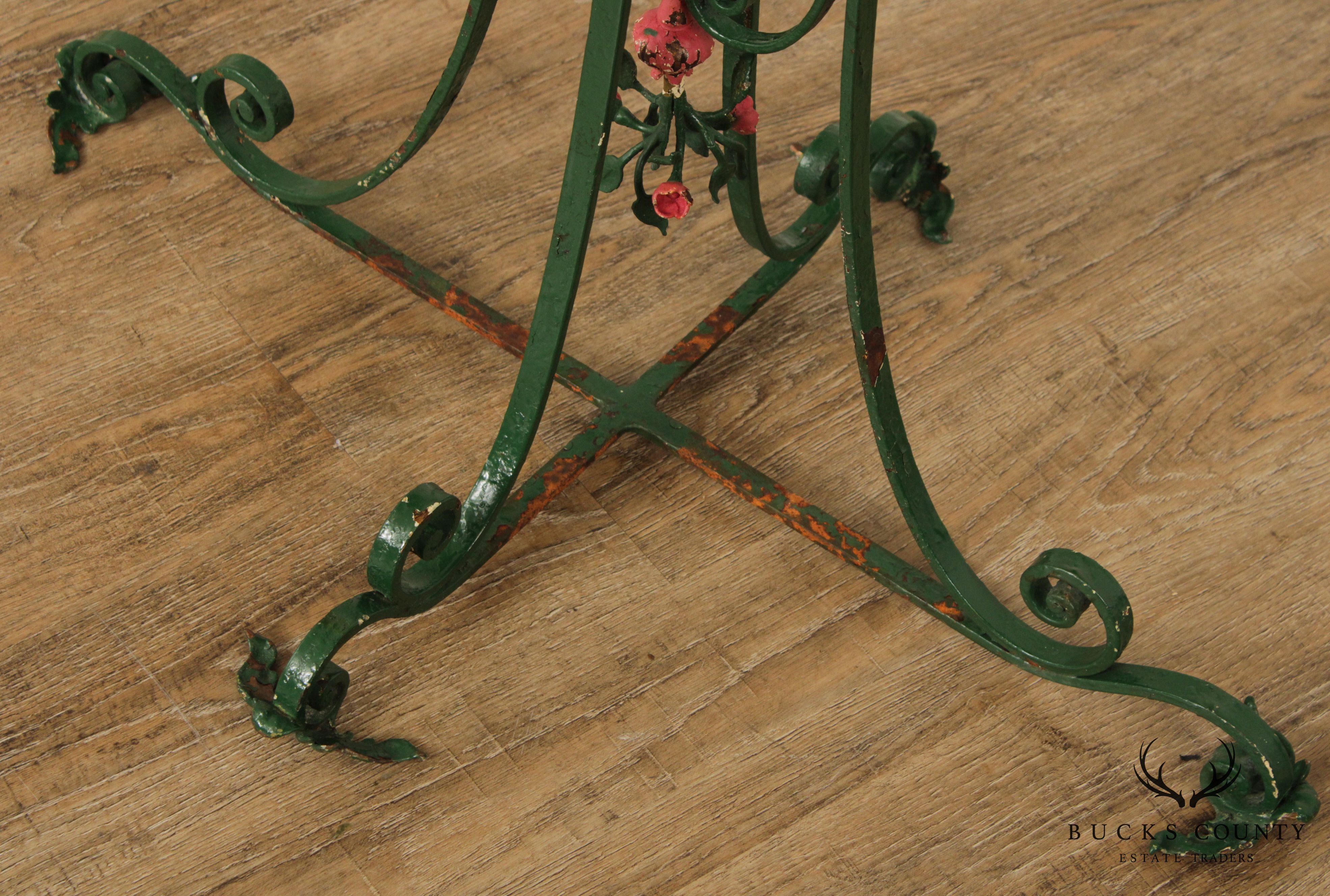 Vintage Wrought Iron Granite Top Garden Table