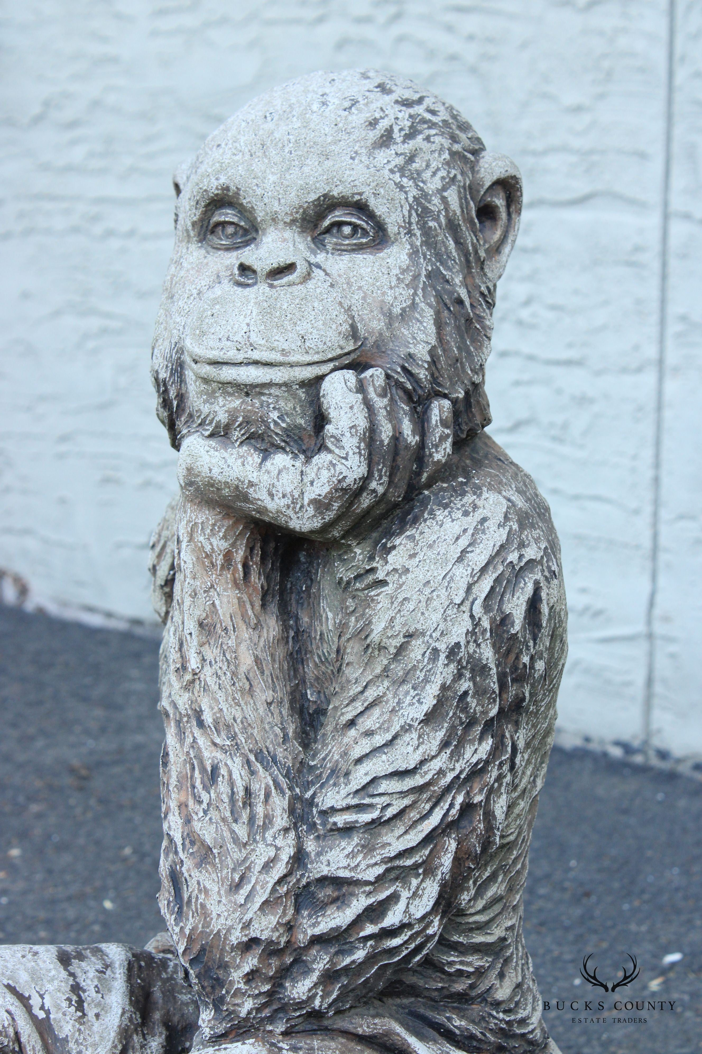 Thinking Monkey Cast Stone Outdoor Garden Statue