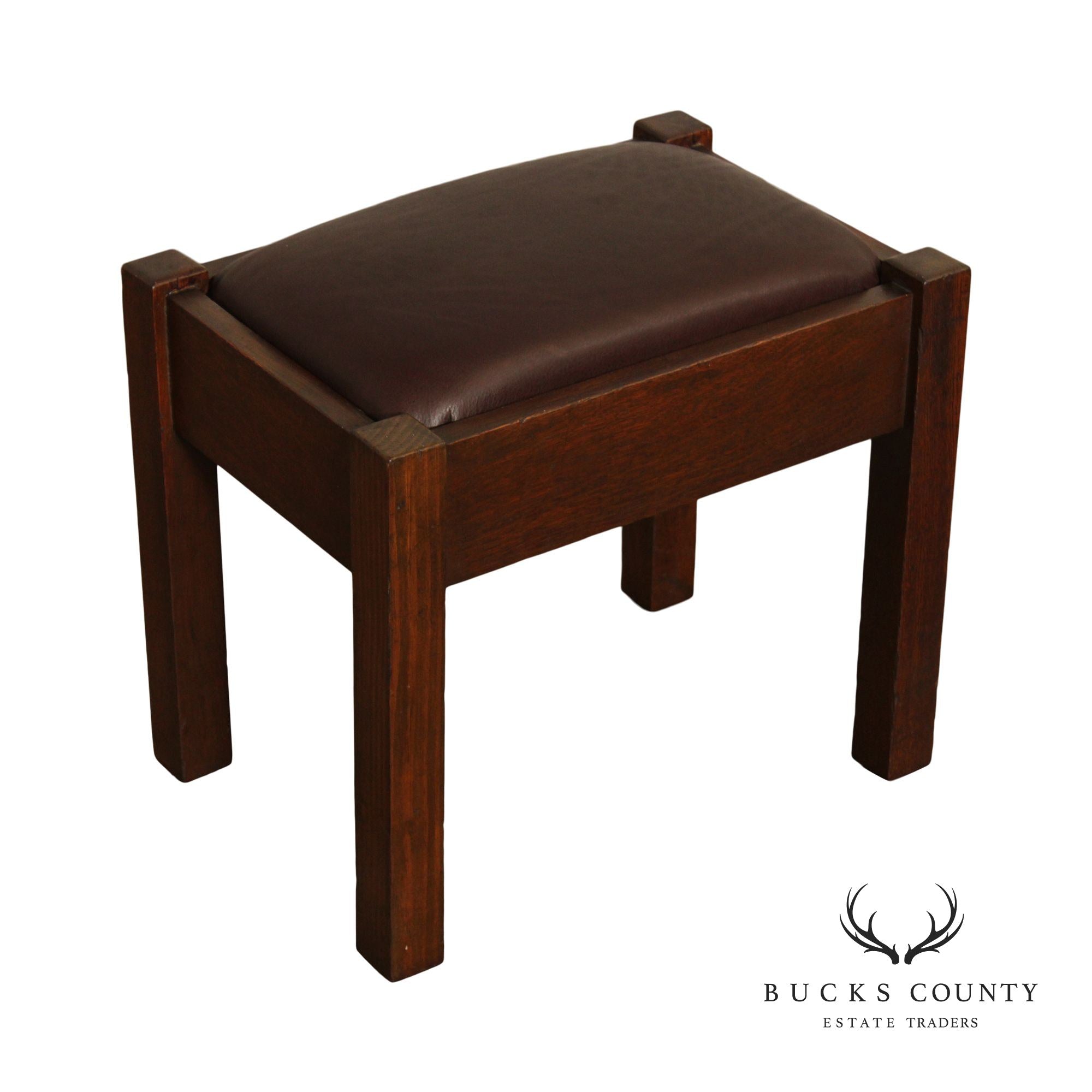 Stickley Brothers Mission Oak and Leather Footstool