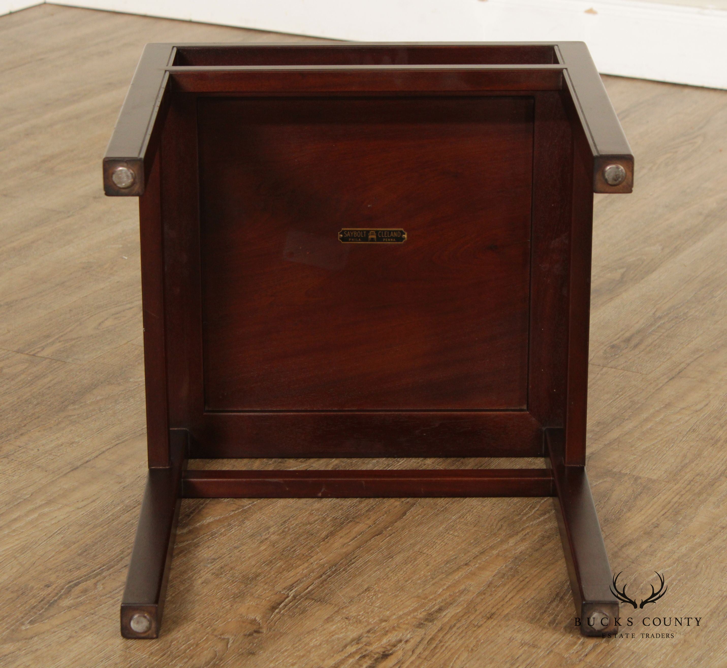 Saybolt Cleland Ming Style Square Mahogany End Table