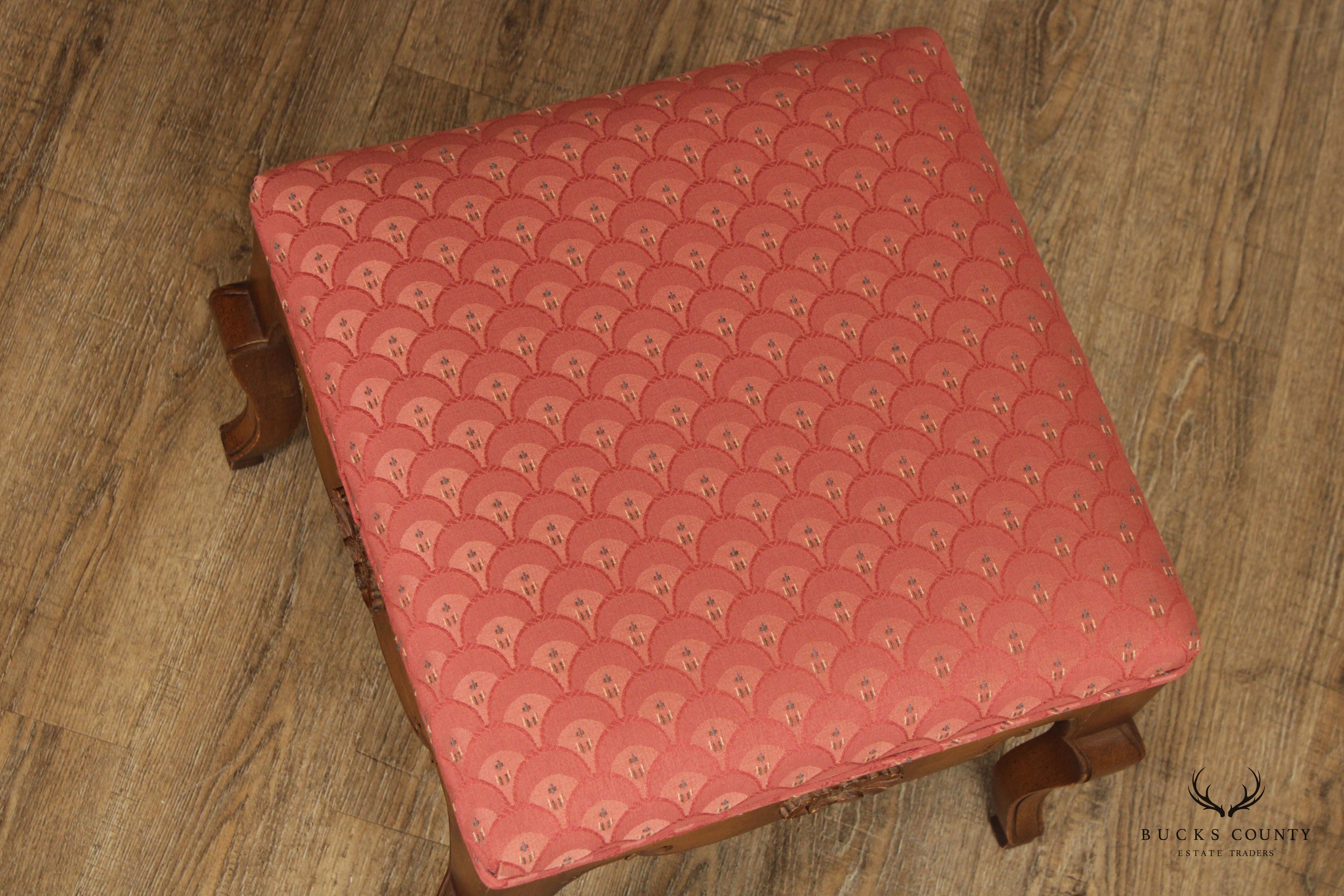 French Rococo Style Pair of Carved Stools