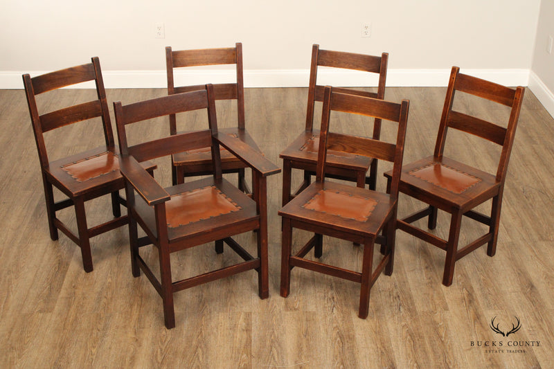 Gustav Stickley Antique Mission Oak Set Of Six  Dining Chairs