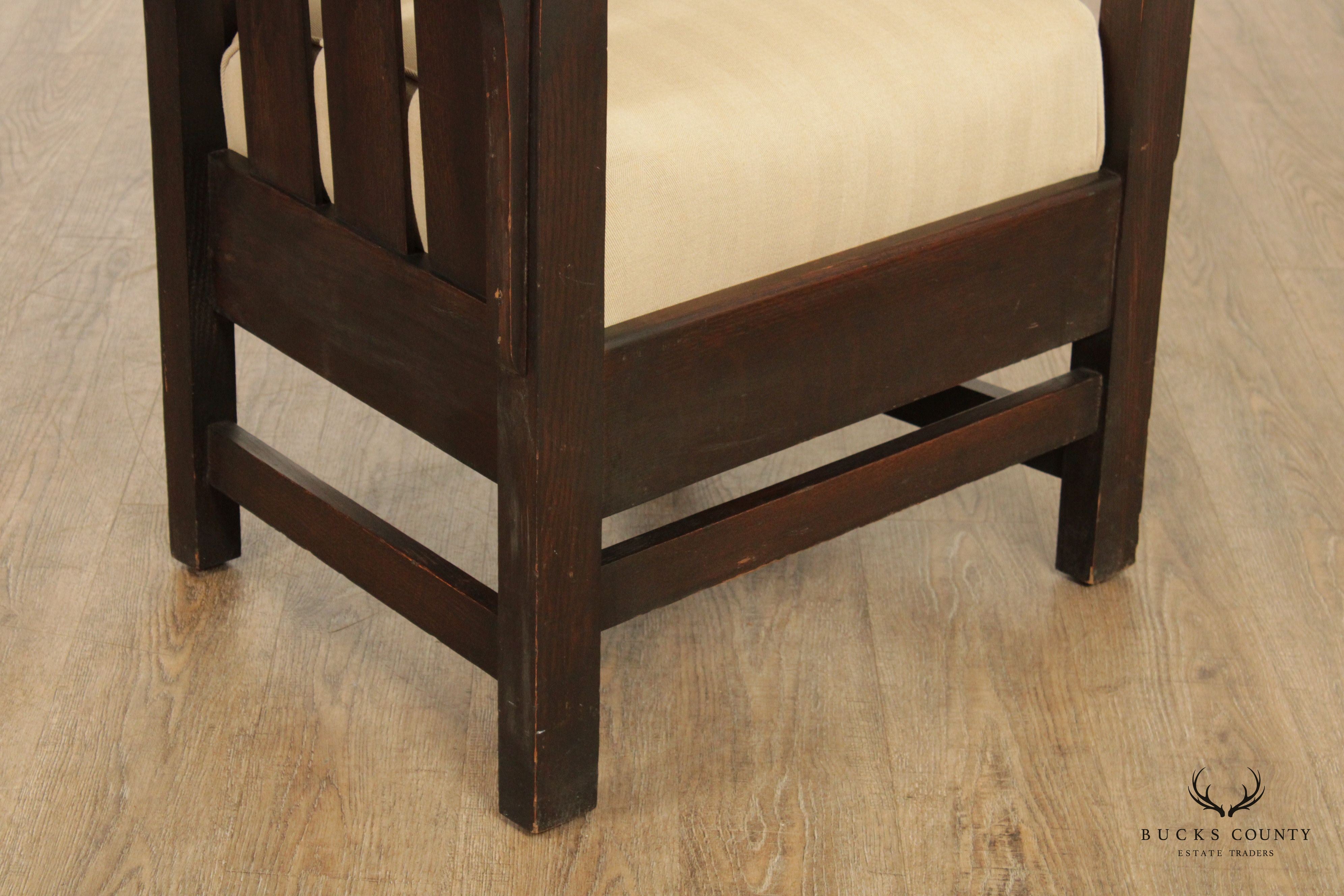 Antique Mission Oak Slatted Armchair