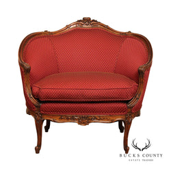 French Louis XV Style Carved Marquise Bergere Armchair