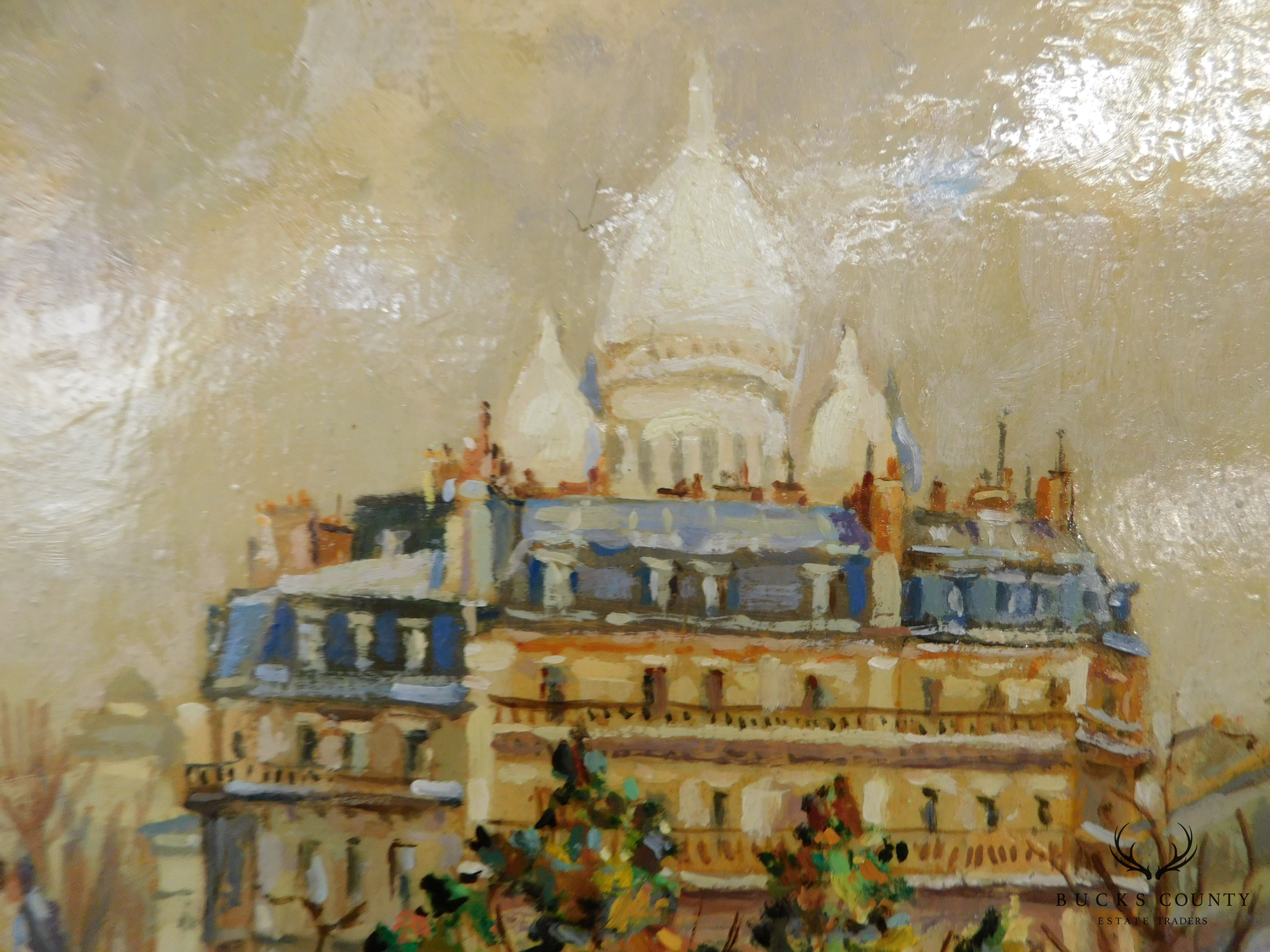 Branislan Zendelski "La Tonnelle II" Paris, Montmartre Oil on Canvas Framed