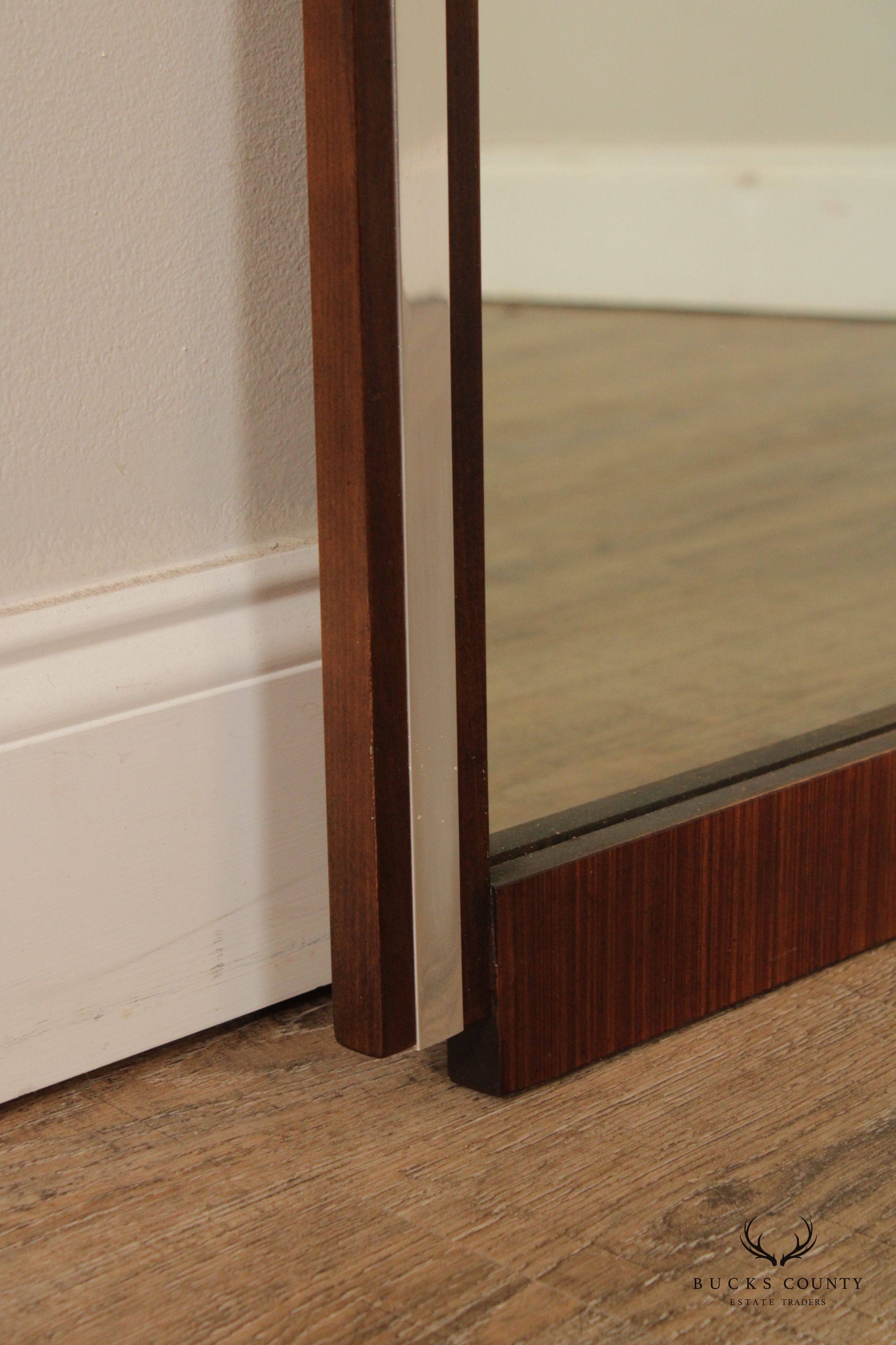 Broyhill Premier Mid Century Modern Walnut and Chrome Wall Mirror