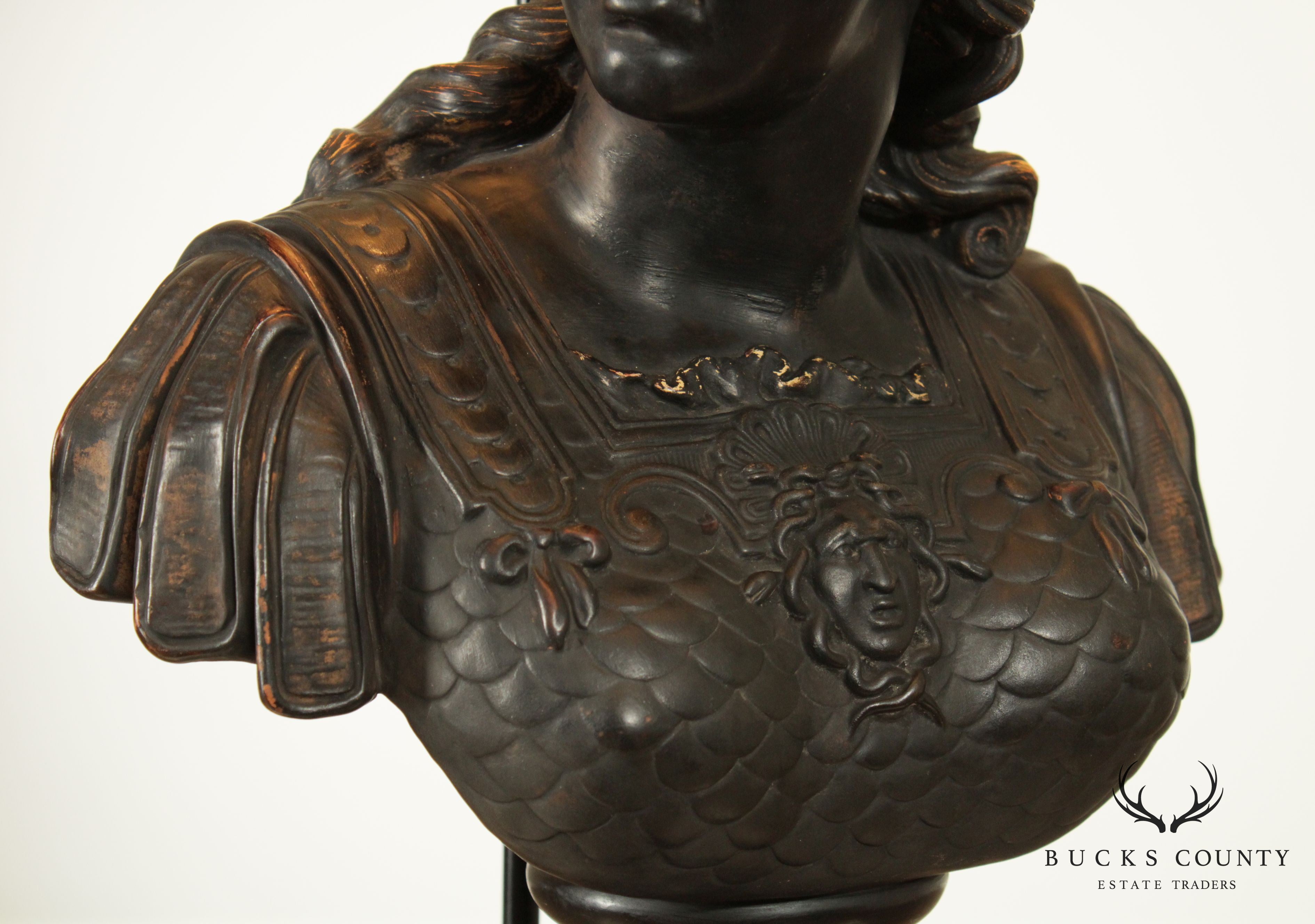 P. Ipsen Kjobenhavn Eneret Danish Terracotta Bust of Mercury Table Lamp