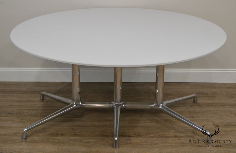 Scott Wilson for Coalesse 60" Round White & Chrome Dining or Conference Table