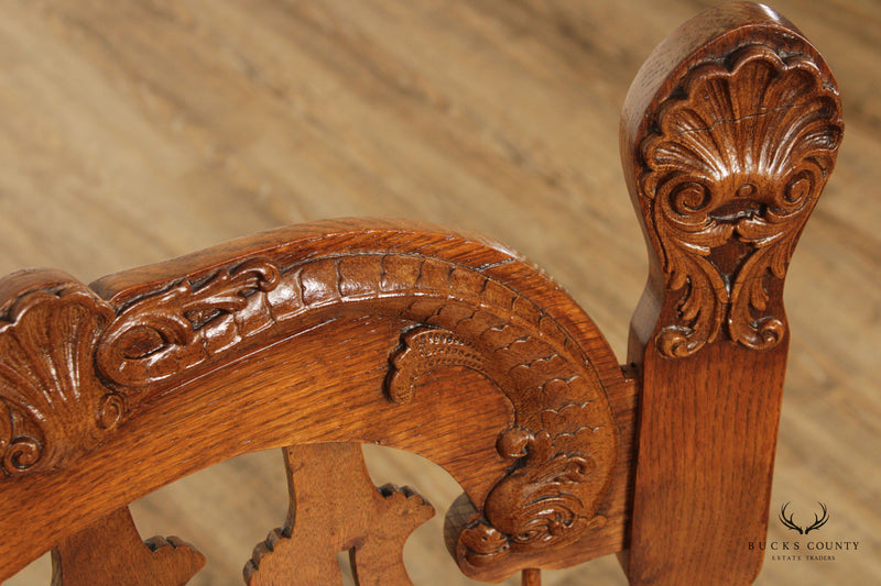 Victorian Renaissance Revival Style Oak Carved Rocker