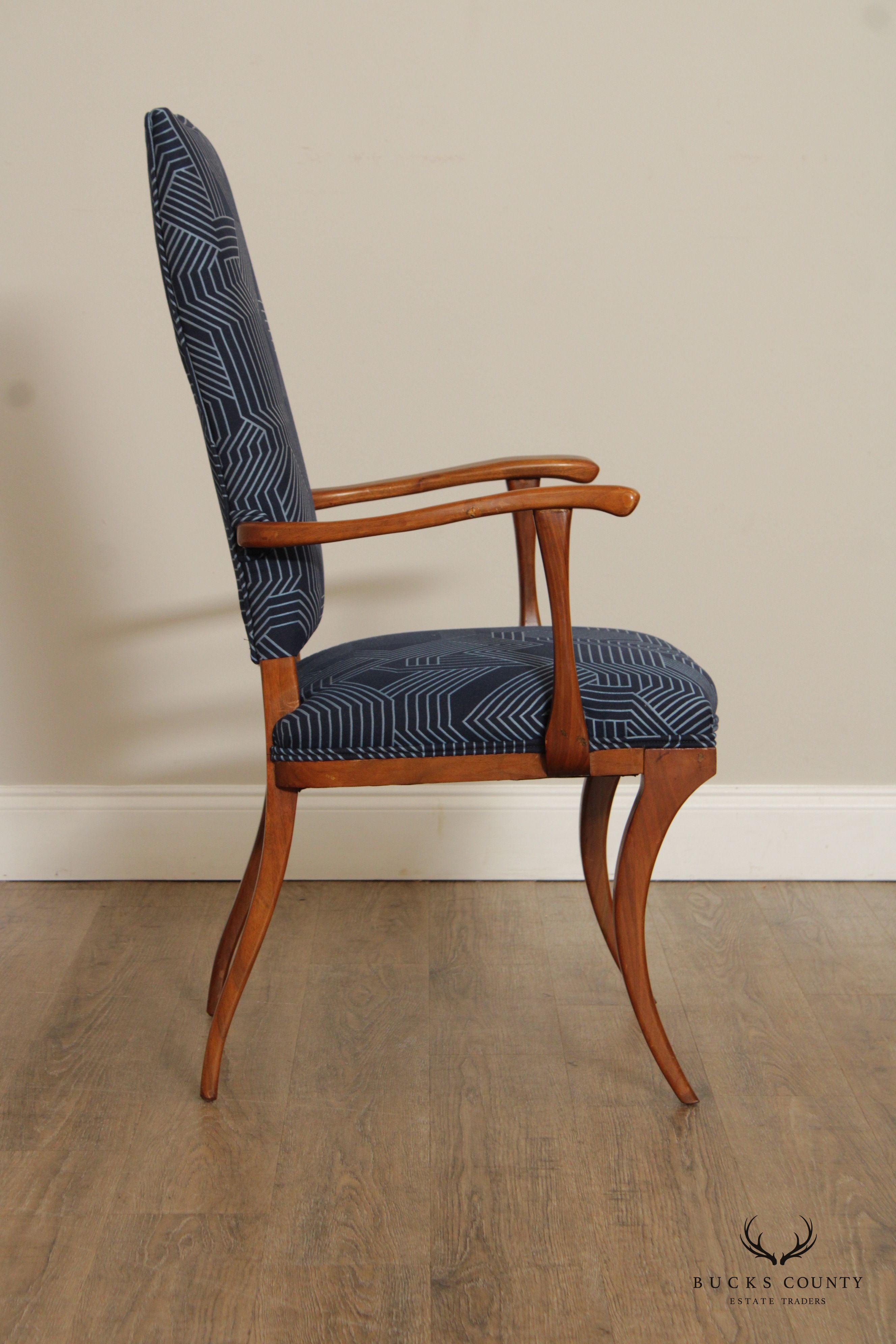 KLISMOS STYLE MID CENTURY SOLID WALNUT PAIR OF  ARMCHAIRS