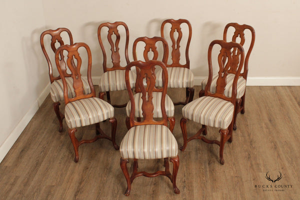 Italian Baroque Style Vintage Set of Eight Walnut Dining Chairs