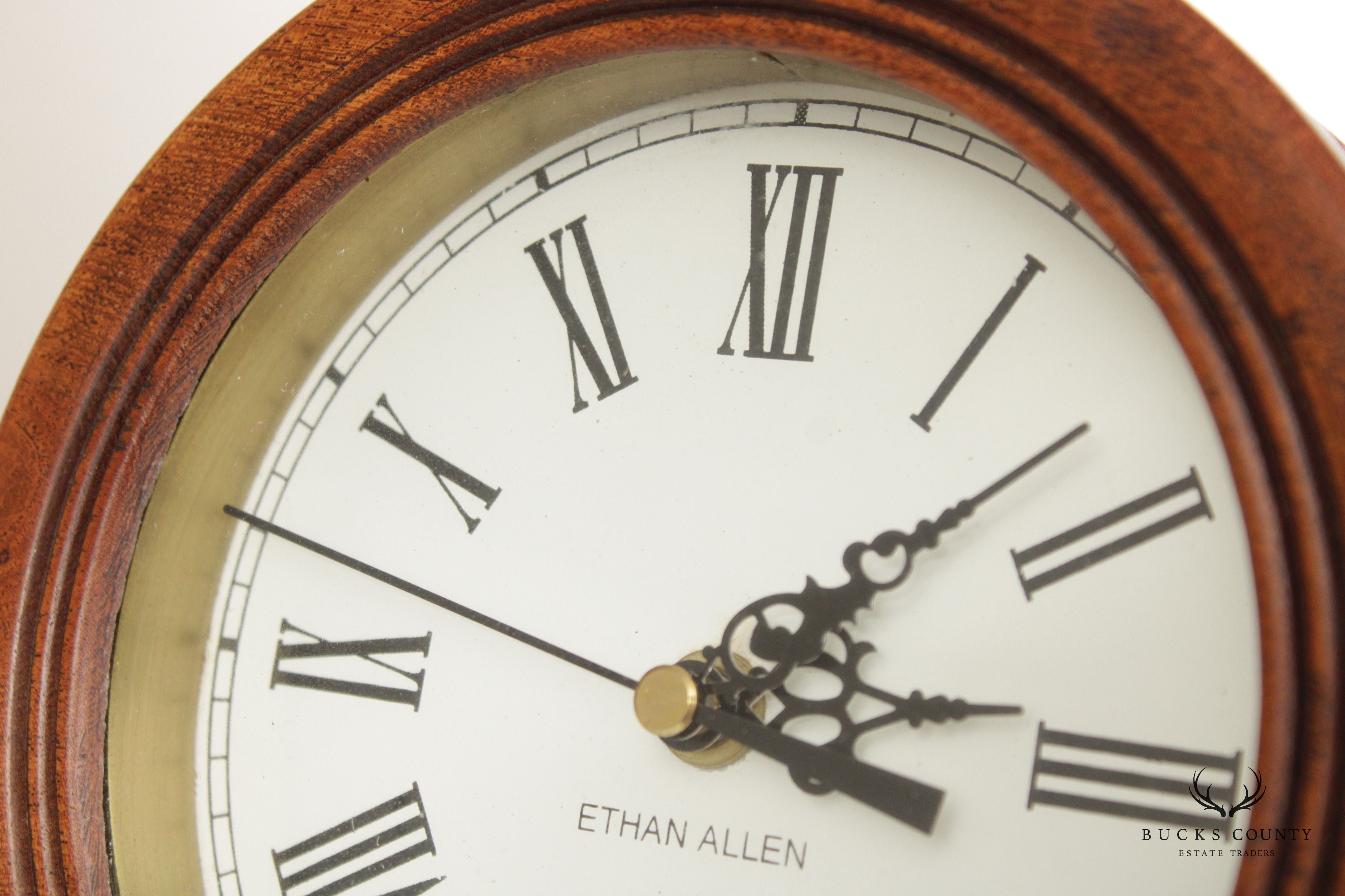 Ethan Allen Traditional Style Leather Wrapped Mantel Clock