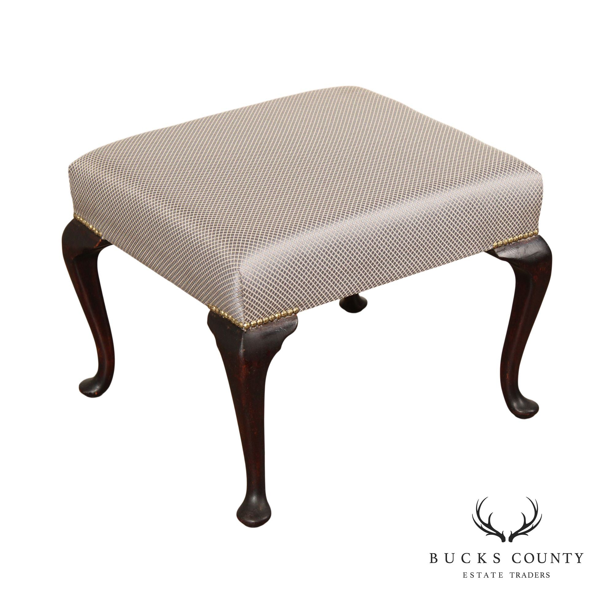 Queen Anne Style Custom Upholstered Foot Stool