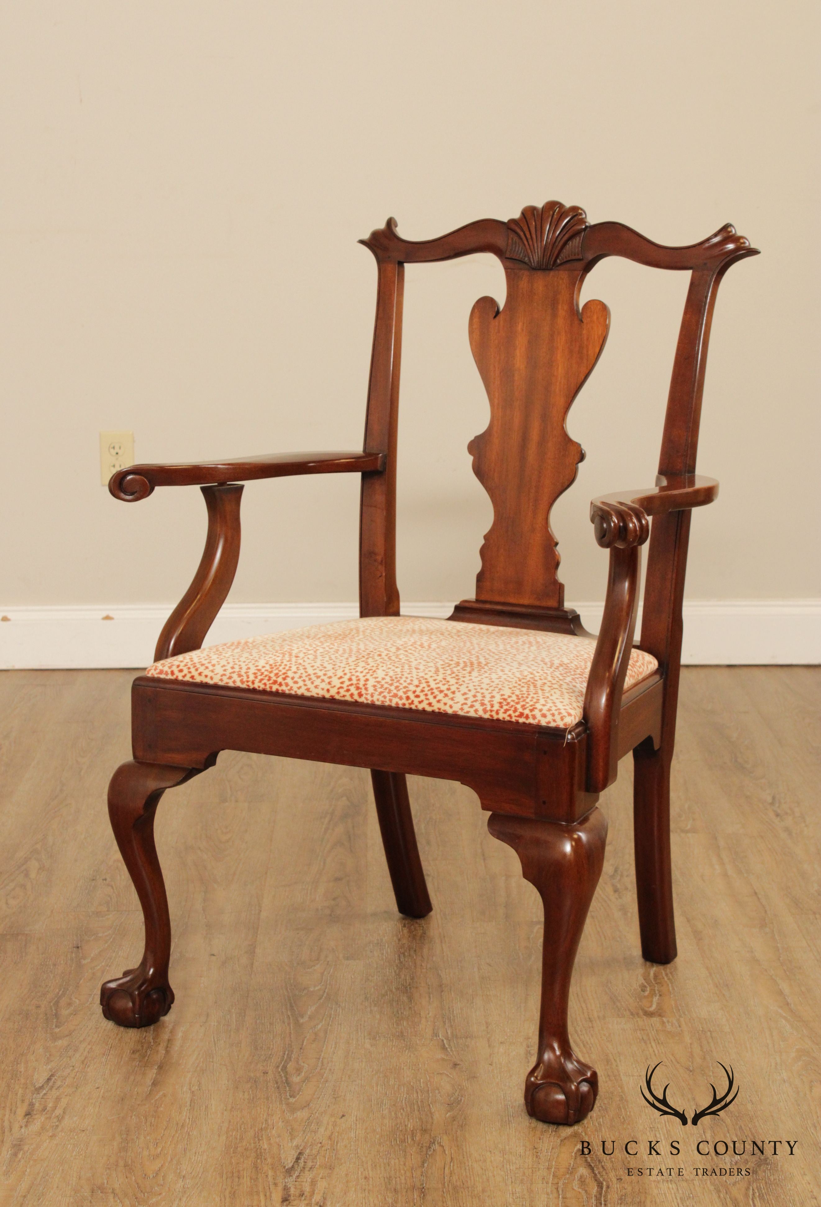 Henkel Harris Chippendale Style Mahogany Ball & Claw Armchair