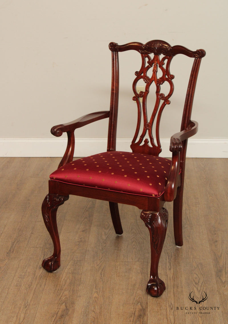 Ethan Allen Chippendale Style Set of Eight '18th Century Mahogany' Dining Chairs