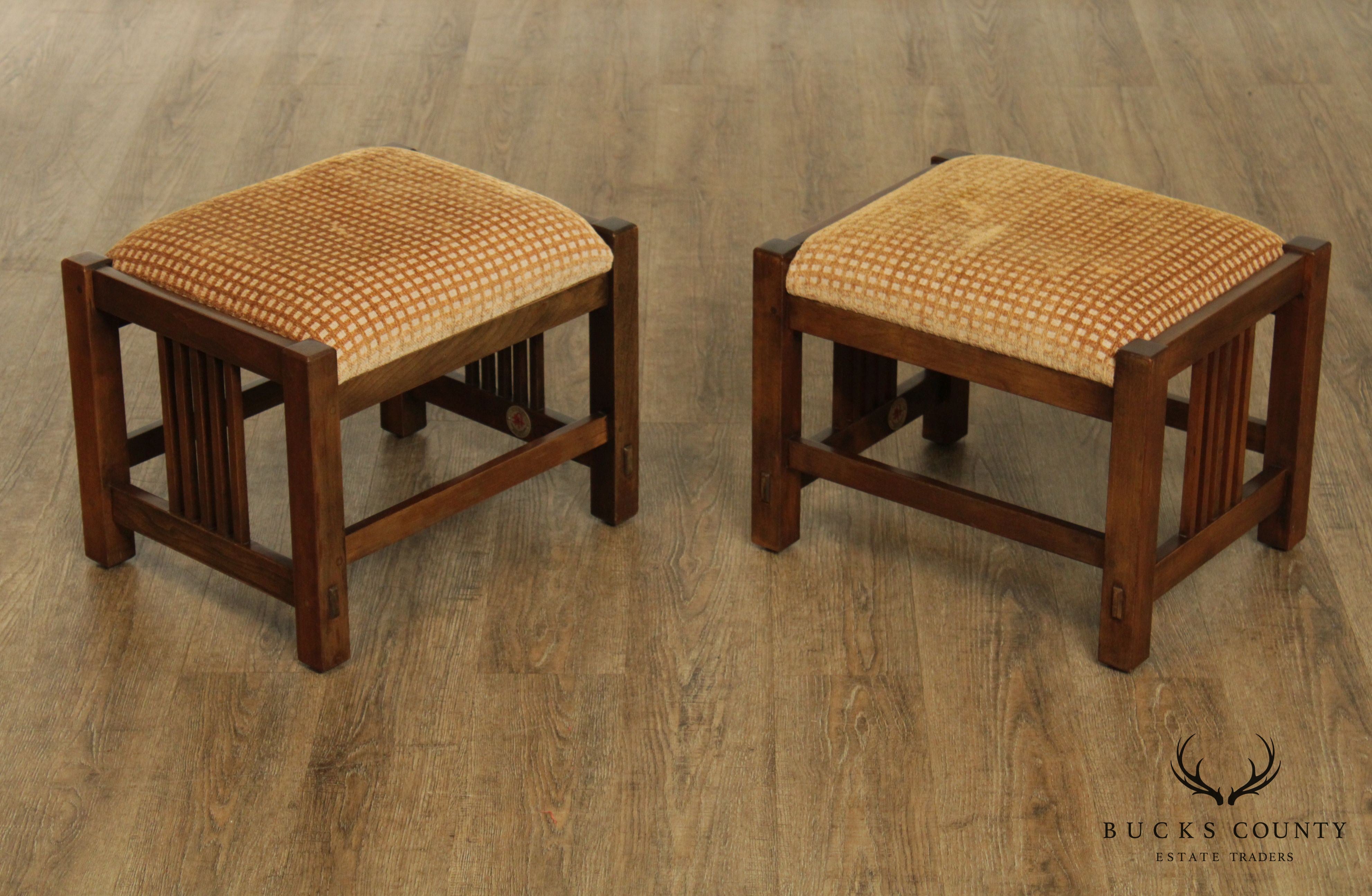 Stickley Mission Collection Pair Spindle Footstools