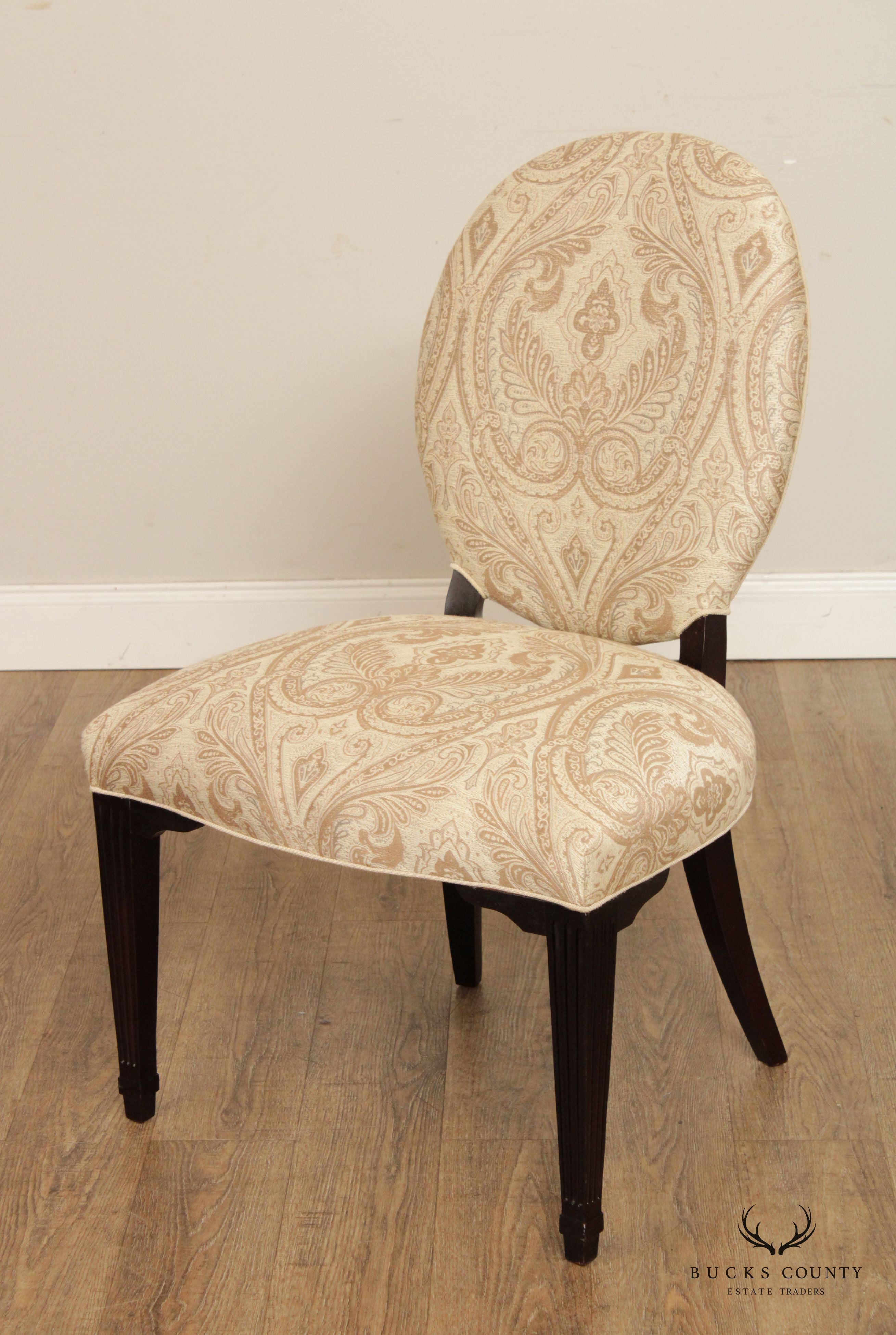 Hepplewhite Style Pair Custom Upholstered Side Chairs