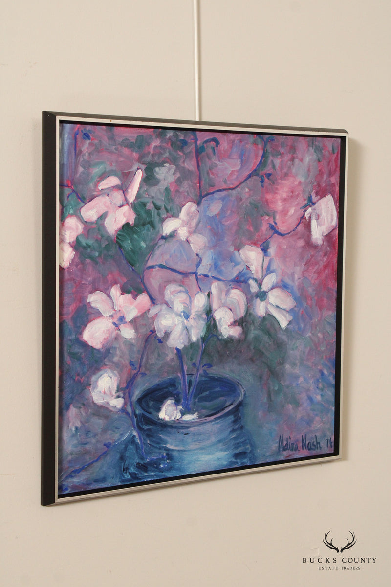 Aldina Nash Original Abstract Oil Painting, Vase of Flowers