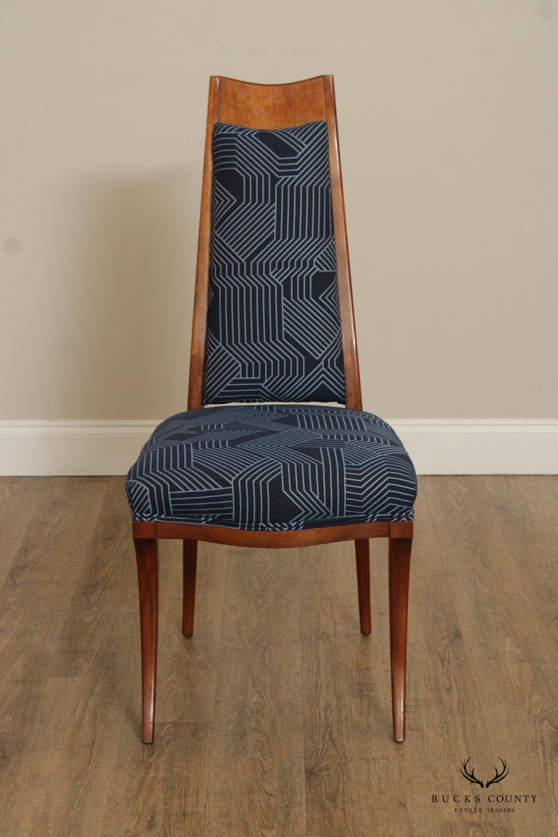 Klismos Style Mid Century Set Of Four Walnut Frame High Back Dining Chairs