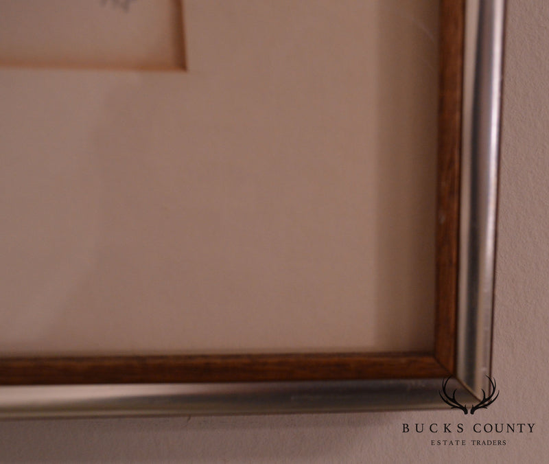 Benjamin Levy Mid Century Modern Framed Etching "Bride & Groom"
