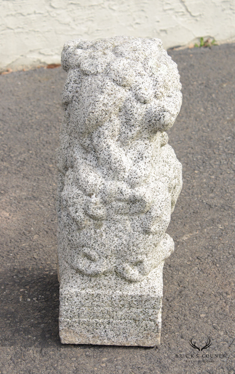 Vintage Chinese Granite Carved Pair of Foo Dog Garden Statues