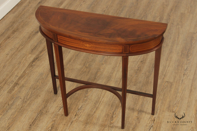 Hepplewhite Style Mahogany Demilune Console Table