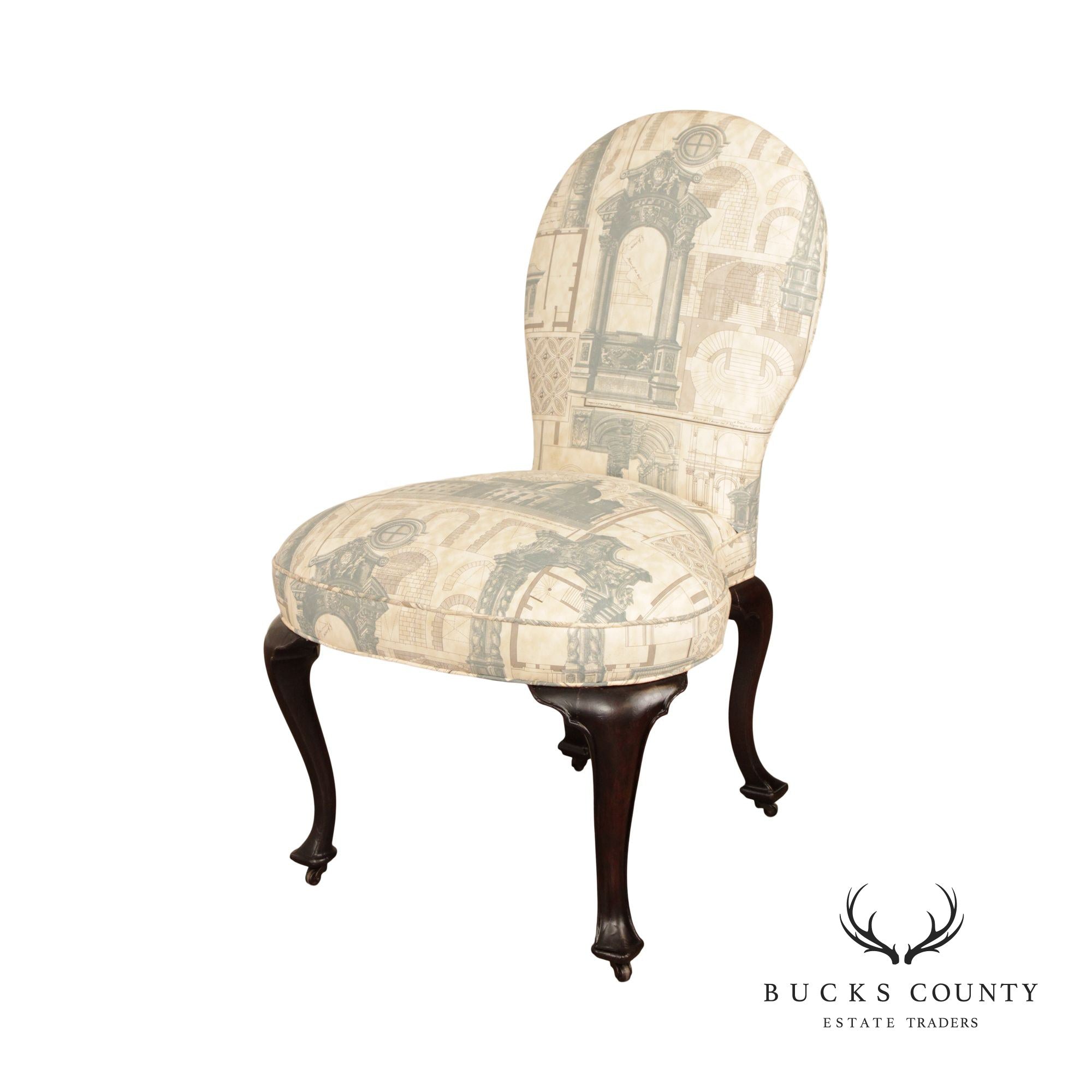 English Victorian Custom Upholstered Side Chair