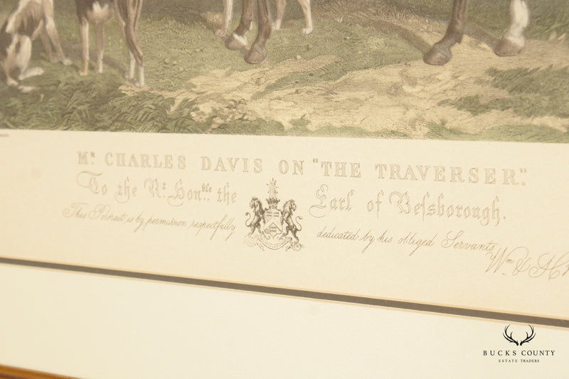 Antique English 'Mr. Charles Davis on the Traverser' Colored Engraving by Edward Hacker