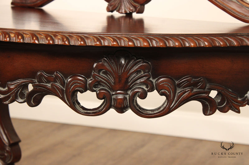 Italian Rococo Style Carved Mahogany Demilune Console Table