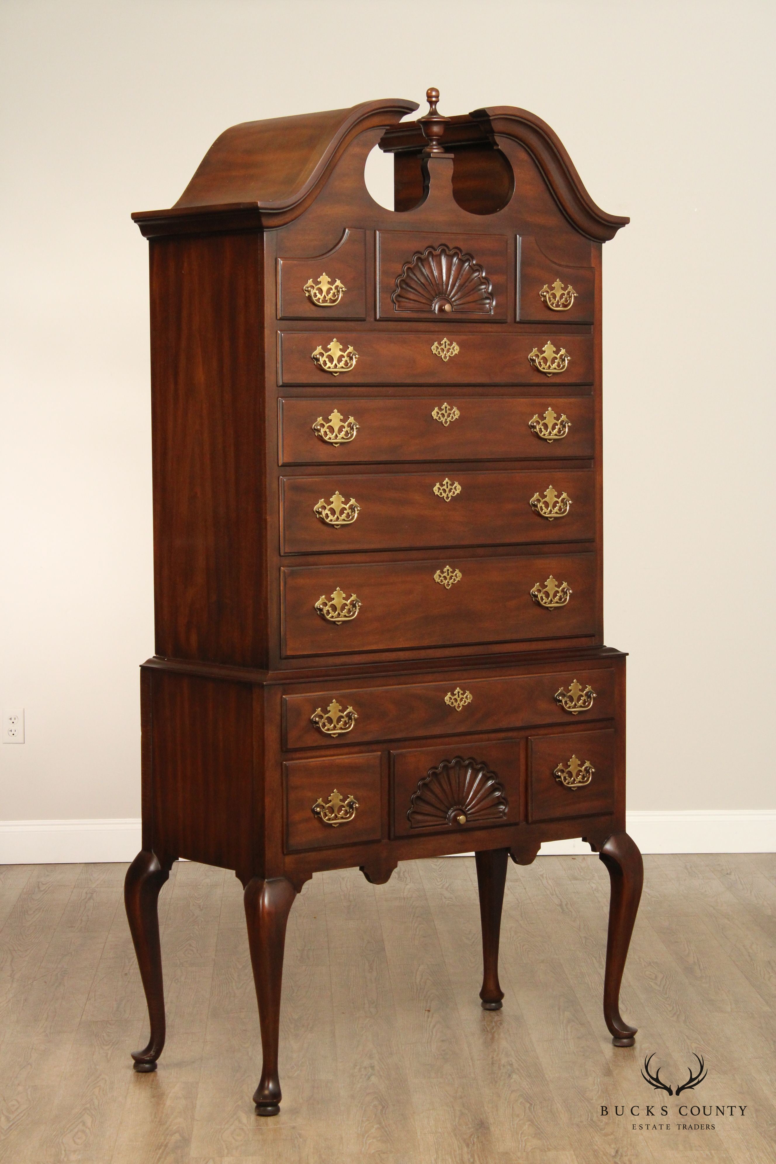 DREXEL 18TH CENTURY COLLECTION QUEEN ANNE TWO PIECE MAHOGANY HIGHBOY