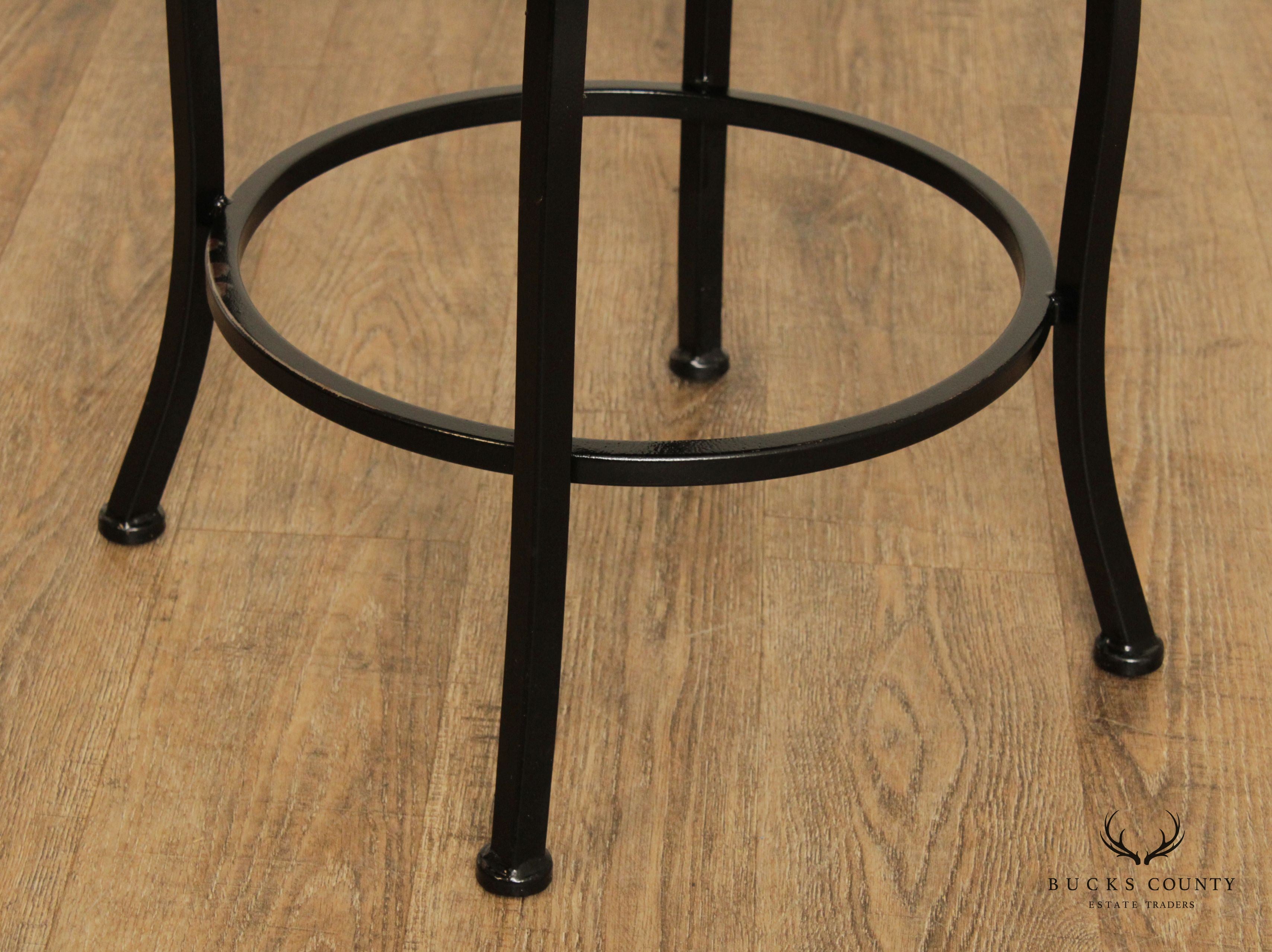 Trendler Set of 3 Wrought Iron and Leather Swivel Counter Bar Stools