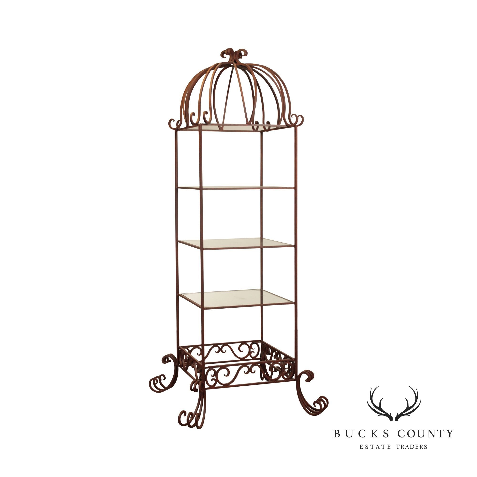 Victorian Style Large Wrought Iron and Glass Etagere