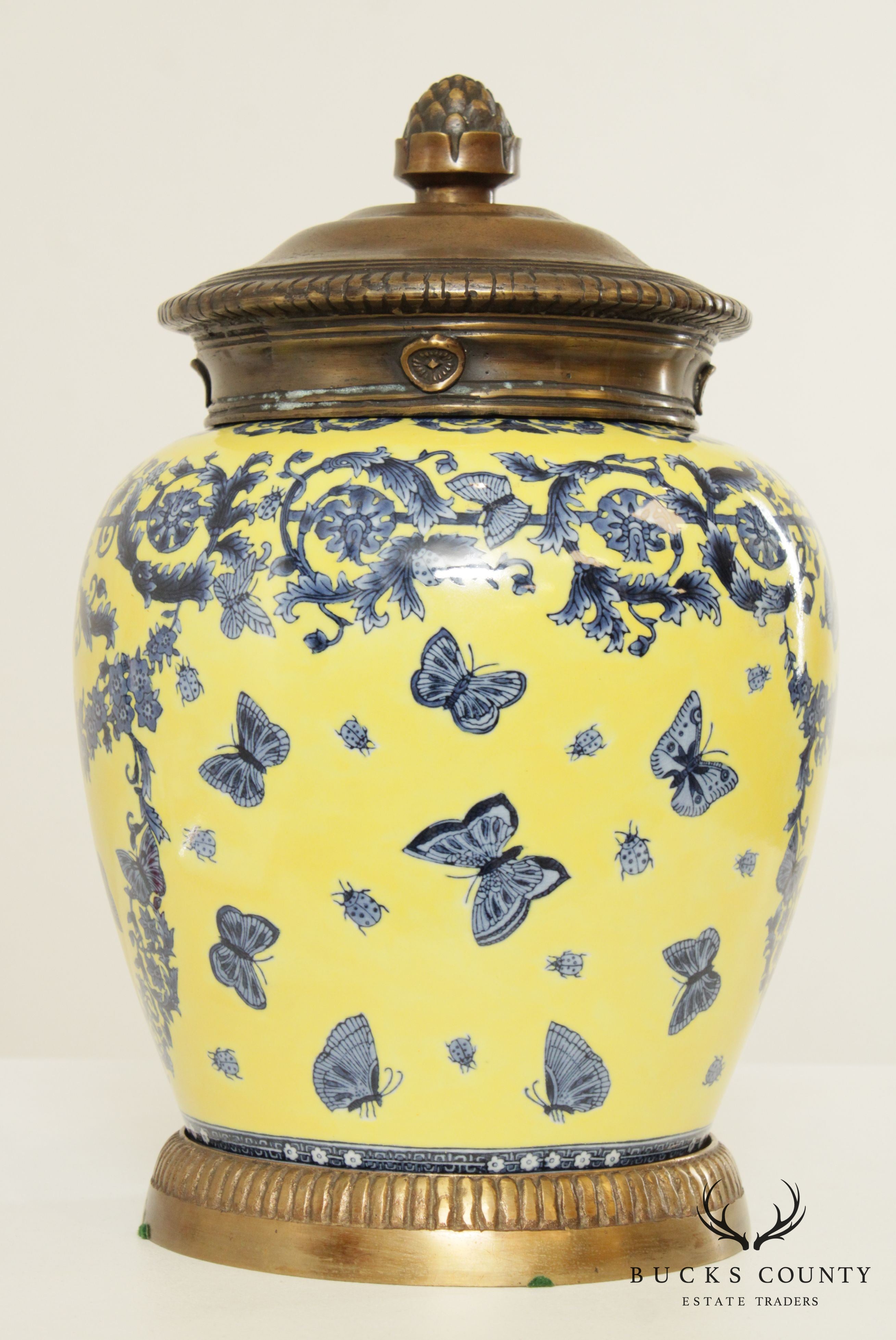 Chinese Porcelain Brass Mounted Urn