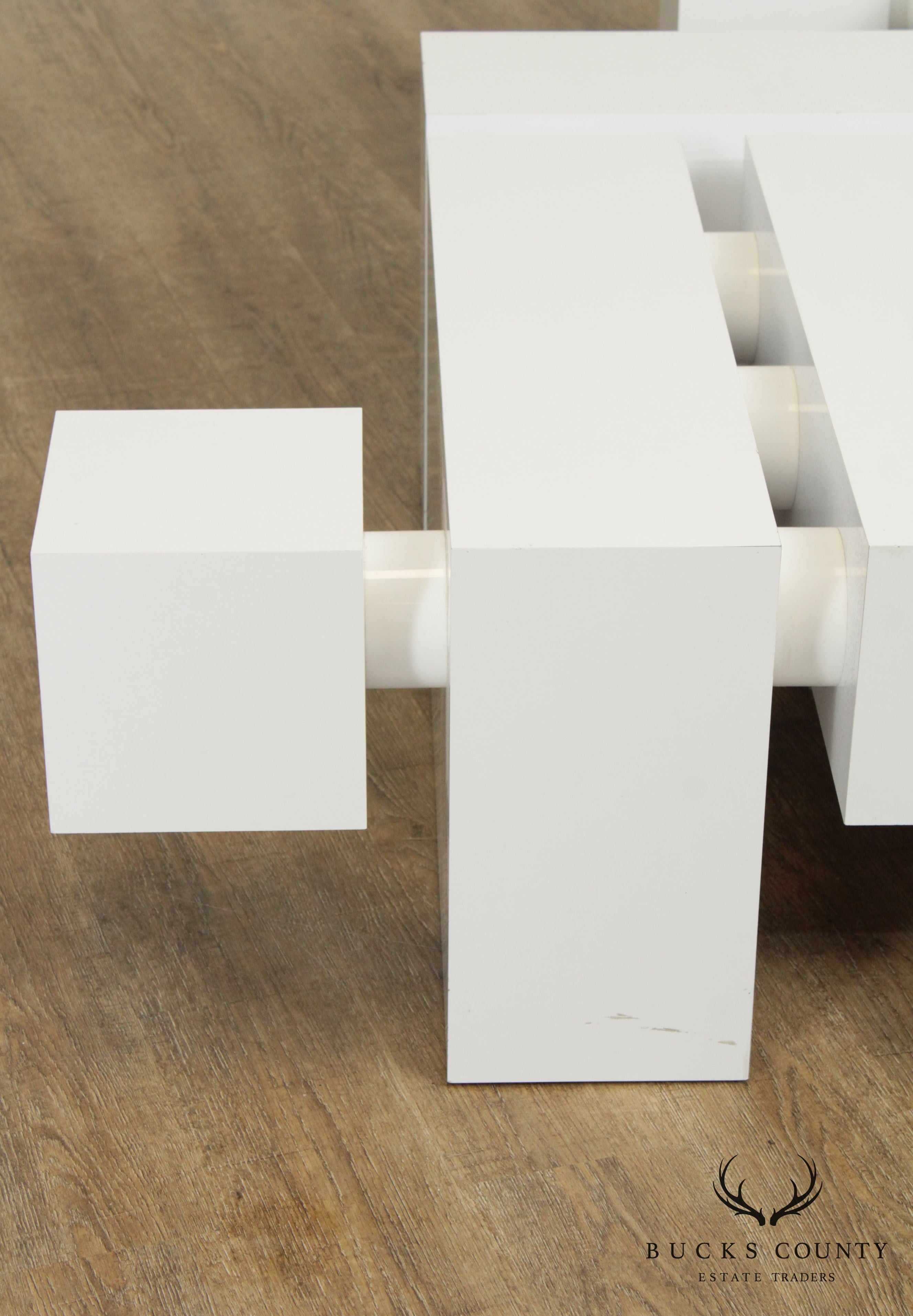 Modular Designs, 1970's Postmodern White Geometric Coffee Table