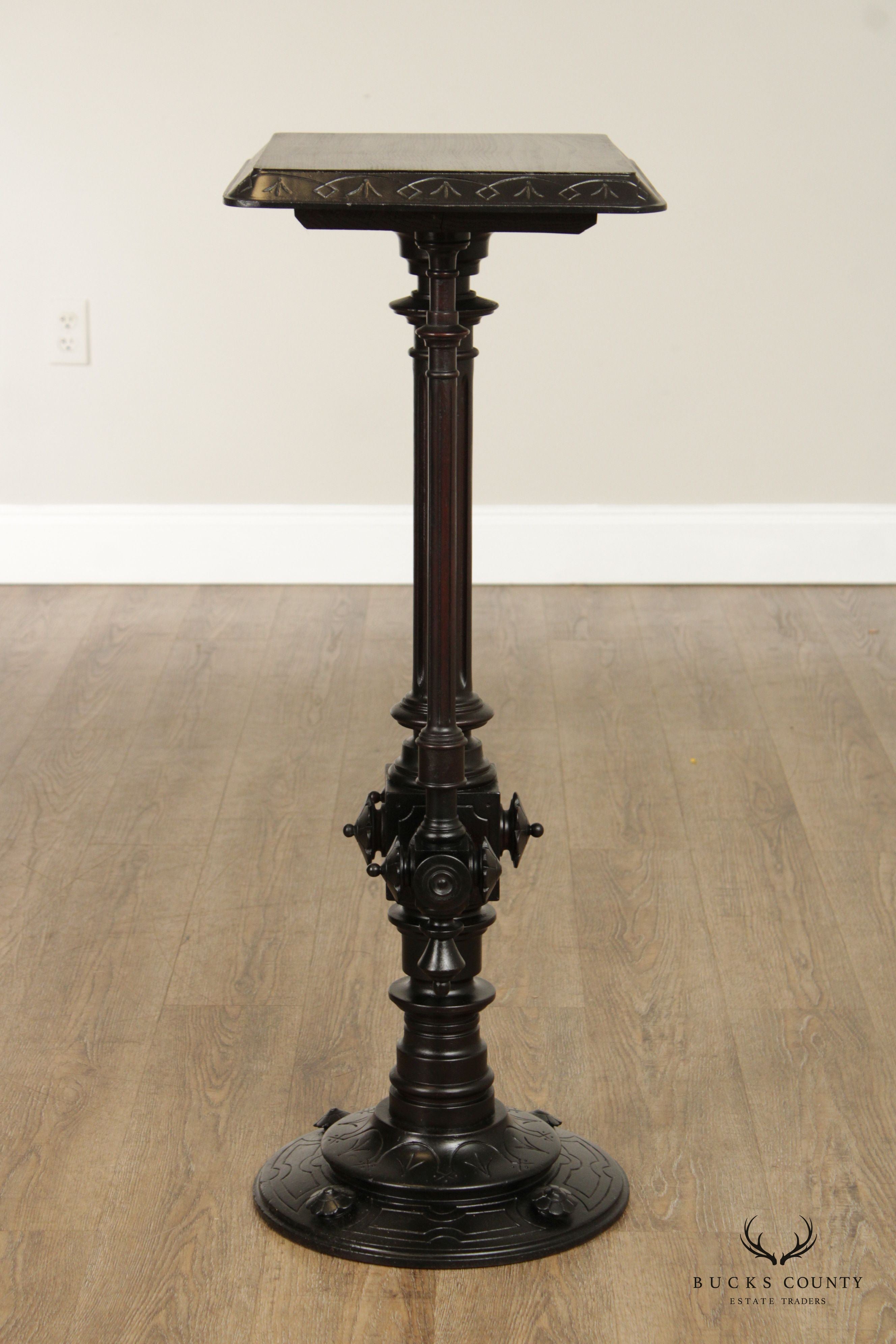 Victorian Renaissance Revival Antique Walnut Carved Pedestal