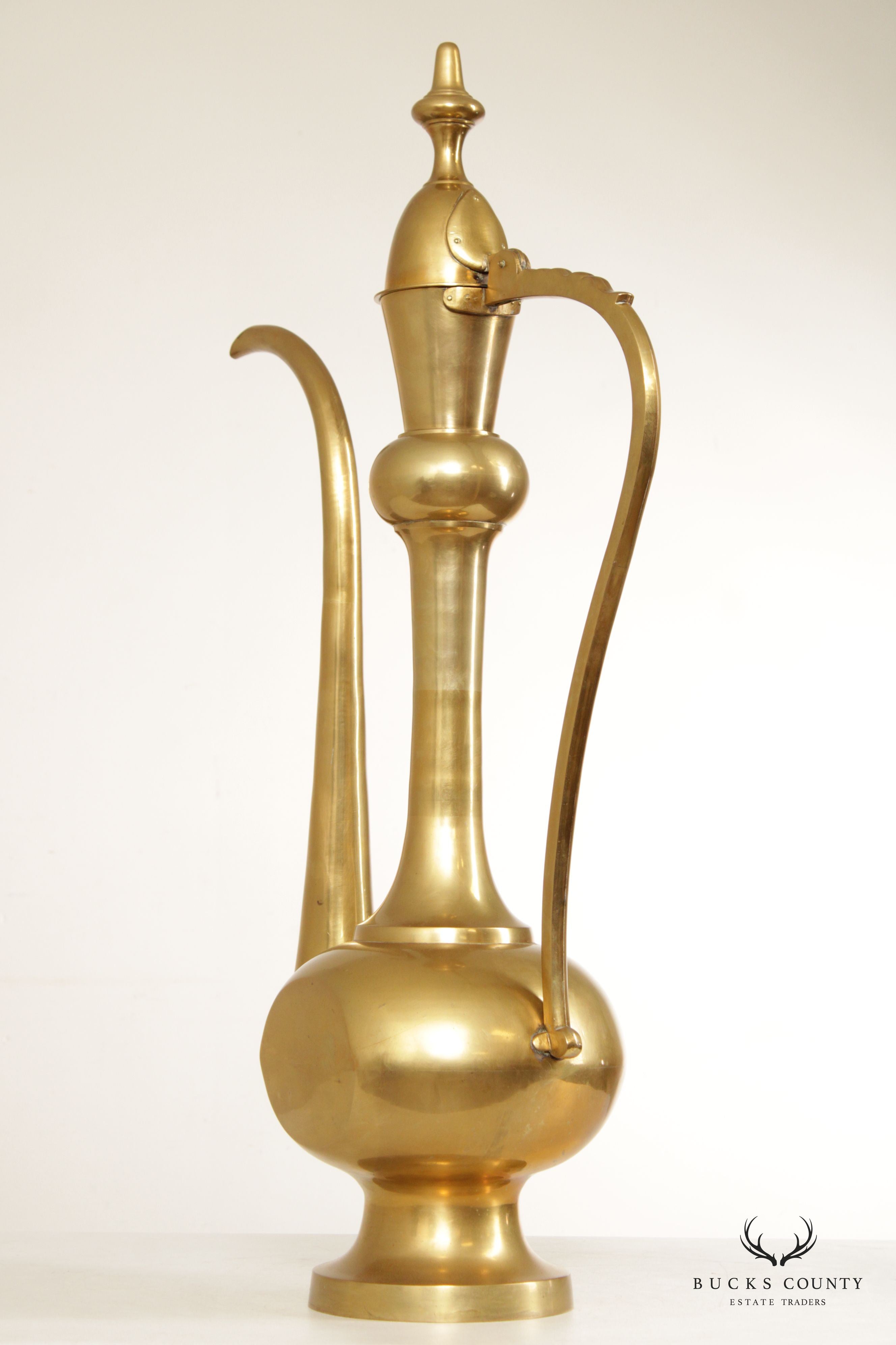 Moorish Style Tall Decorative Solid Brass Ewer