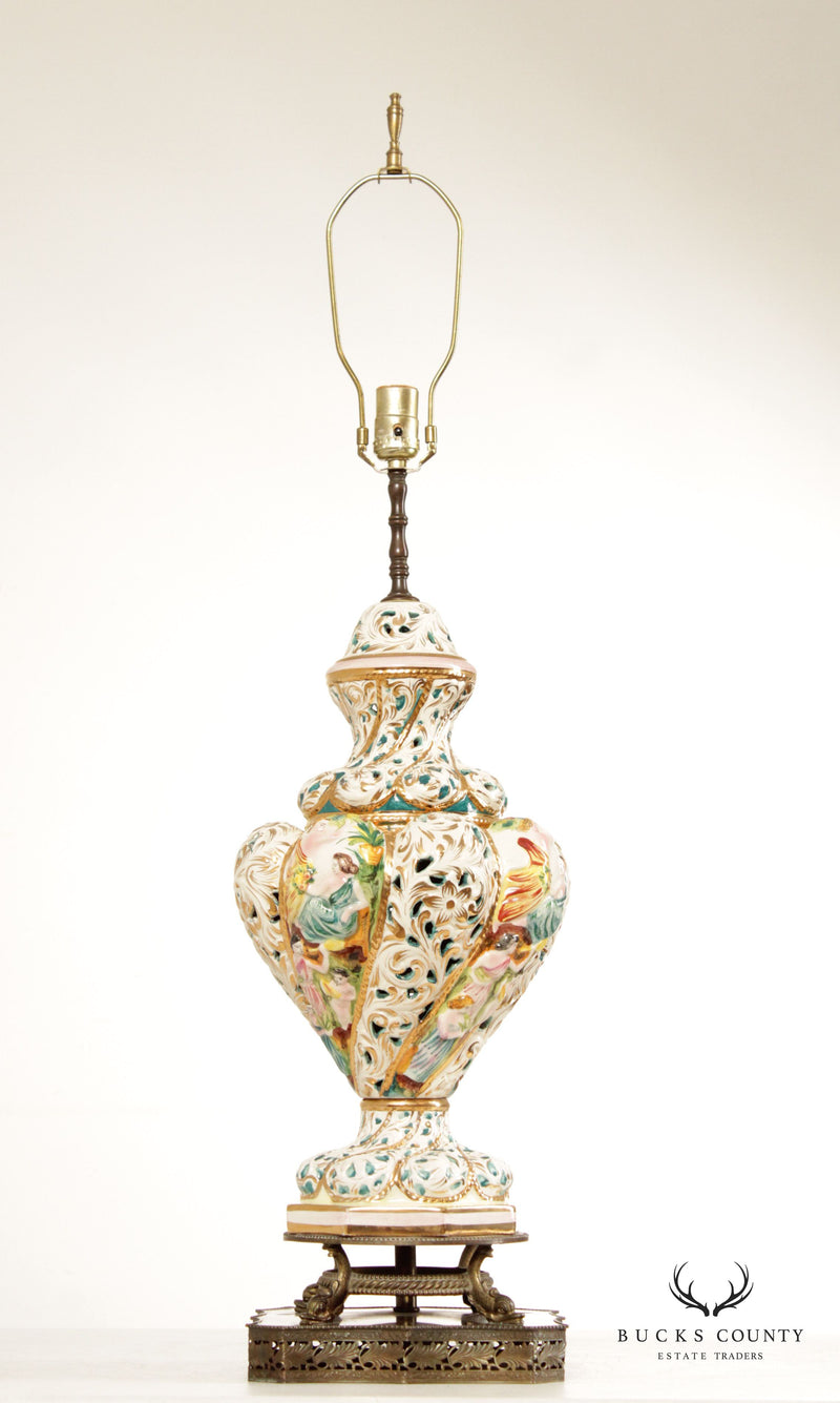 Italian Capodimonte Style Porcelain Table Lamp