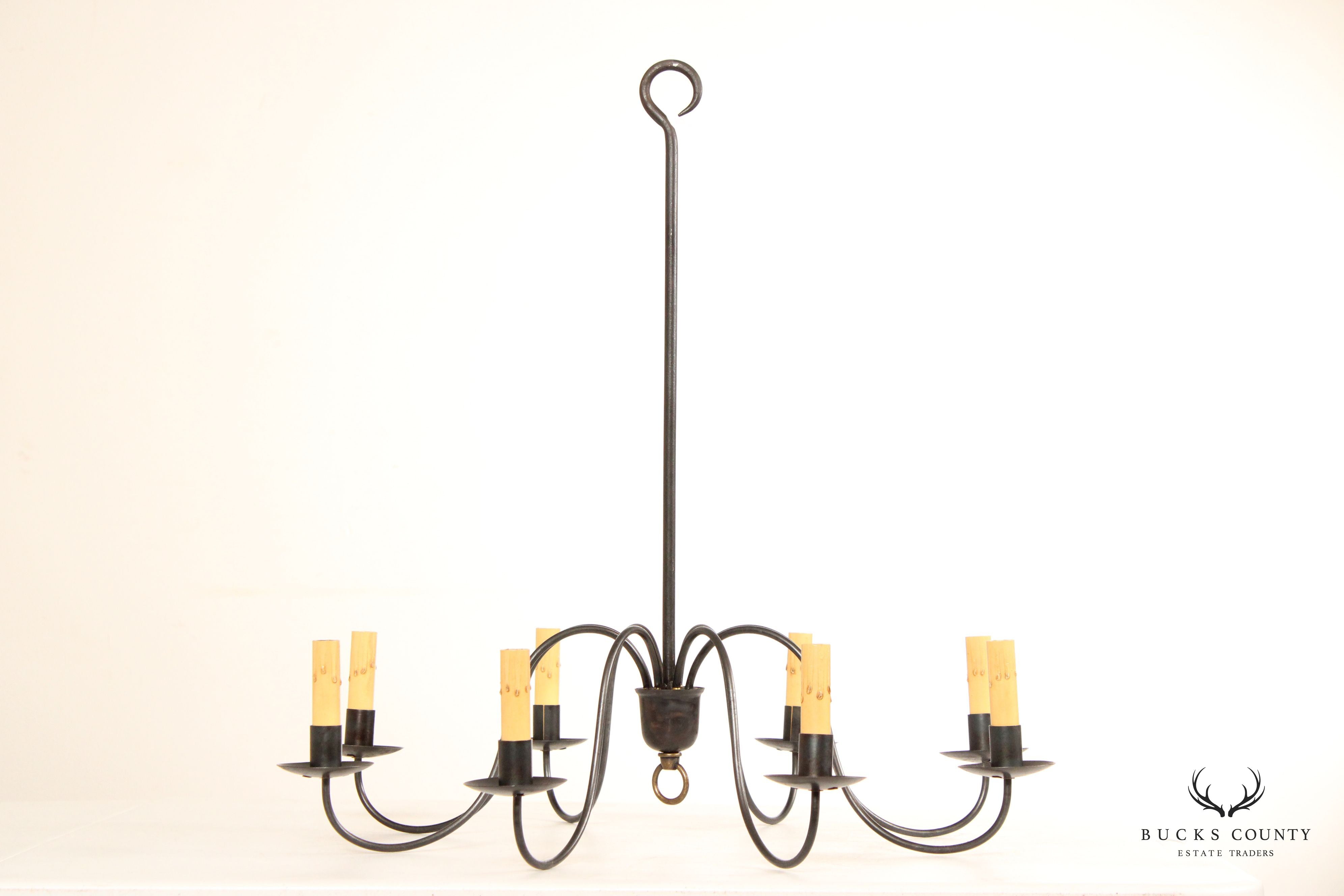 Sheraton Farmhouse Style Eight-Light Iron Faux Candle Chandelier