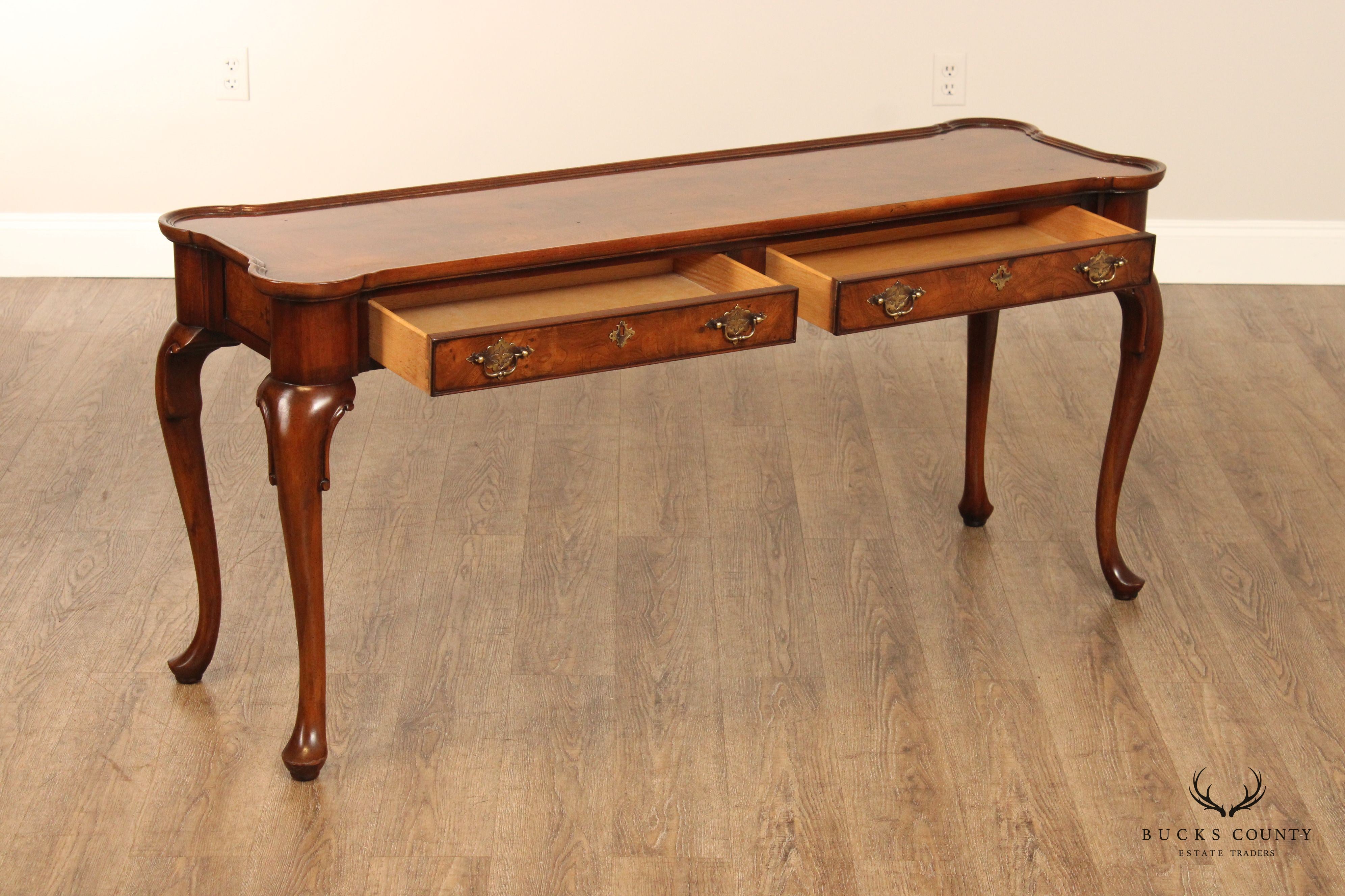 Hekman Queen Anne Style Walnut Console or Sofa Table