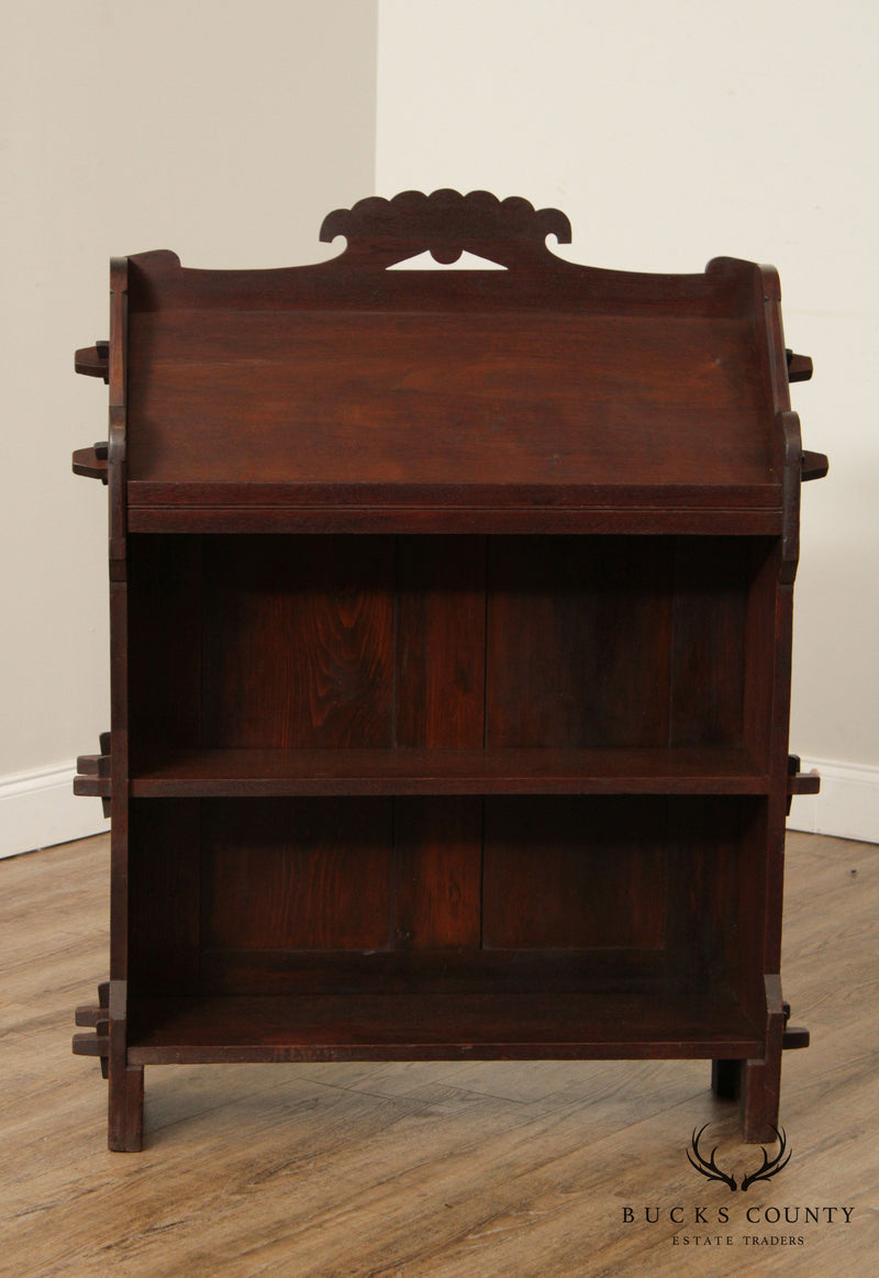 Antique Arts & Crafts Walnut Bookcase, Rack
